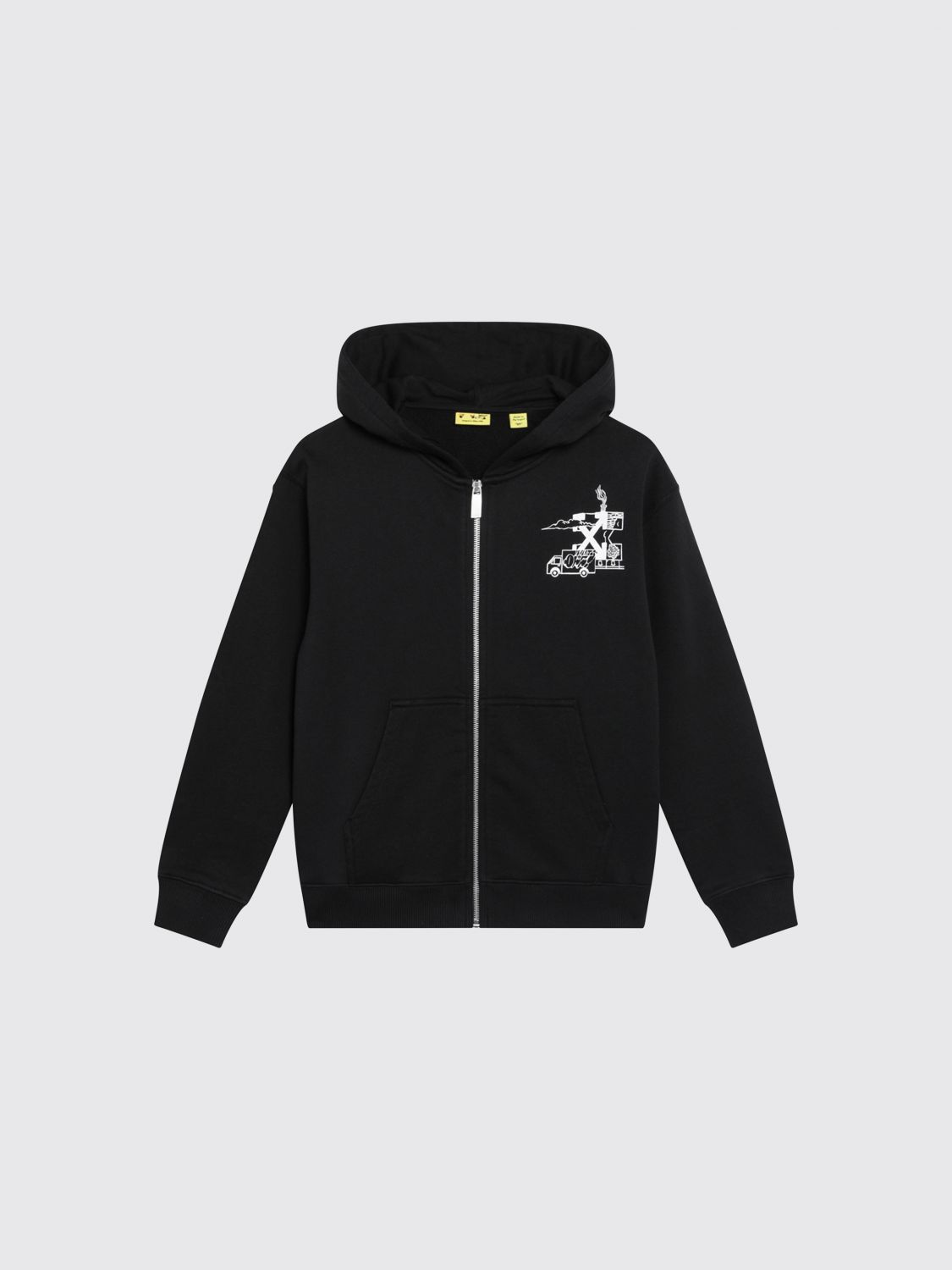 Off-White Kids Boy's Cotton Zip-Up Hoodie with Contrast Logo　オフホワイト キッズ ボーイズ コットン ジップアップ パーカー コントラスト ロゴ Off-White