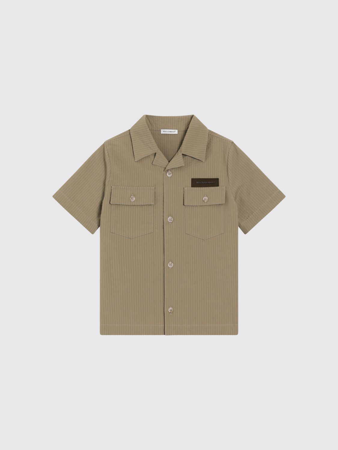 Dolce & Gabbana Striped Flap-pocket Shirt In Green