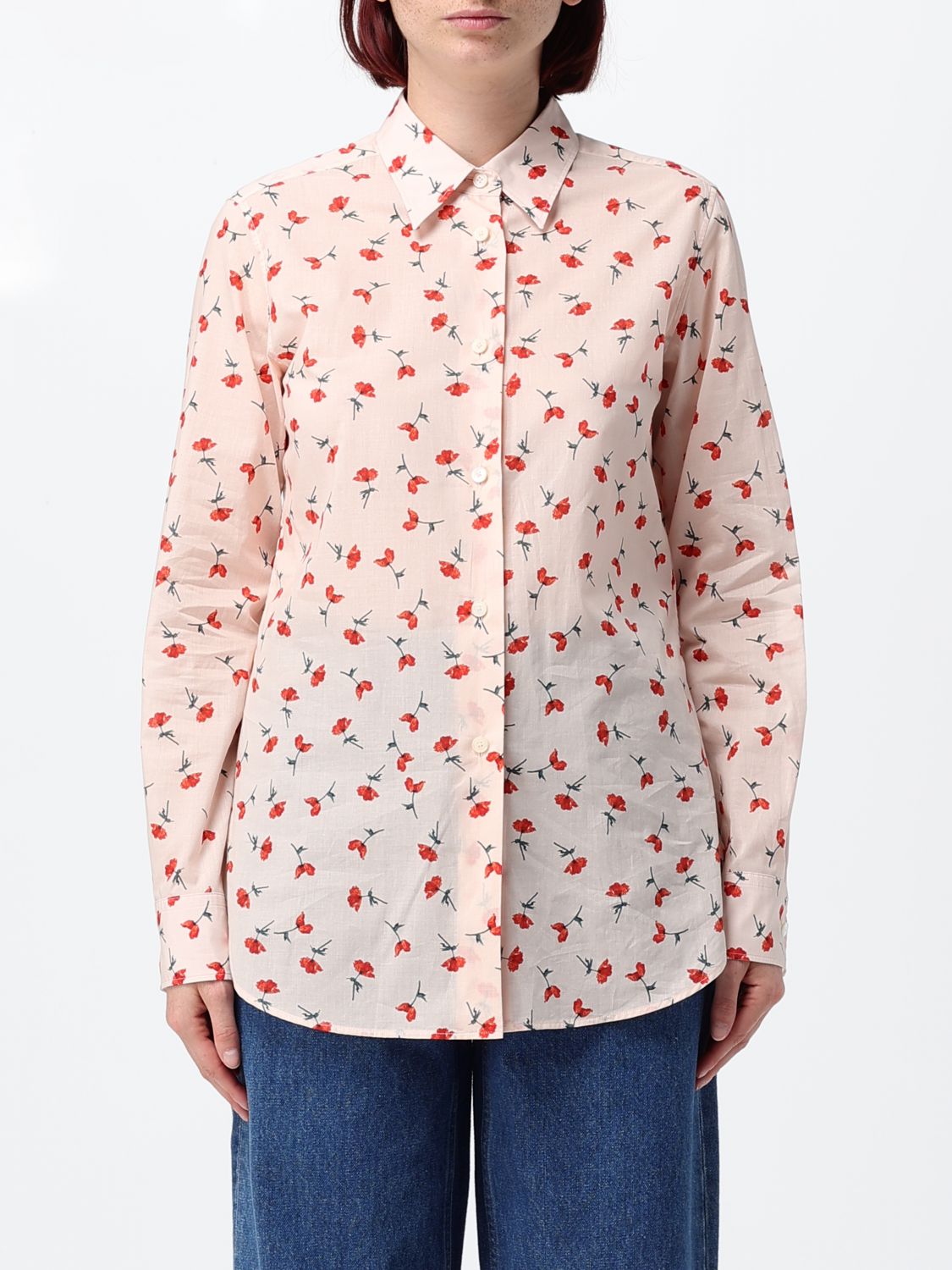 JIL SANDER Camicia in cotone con stampa floreale