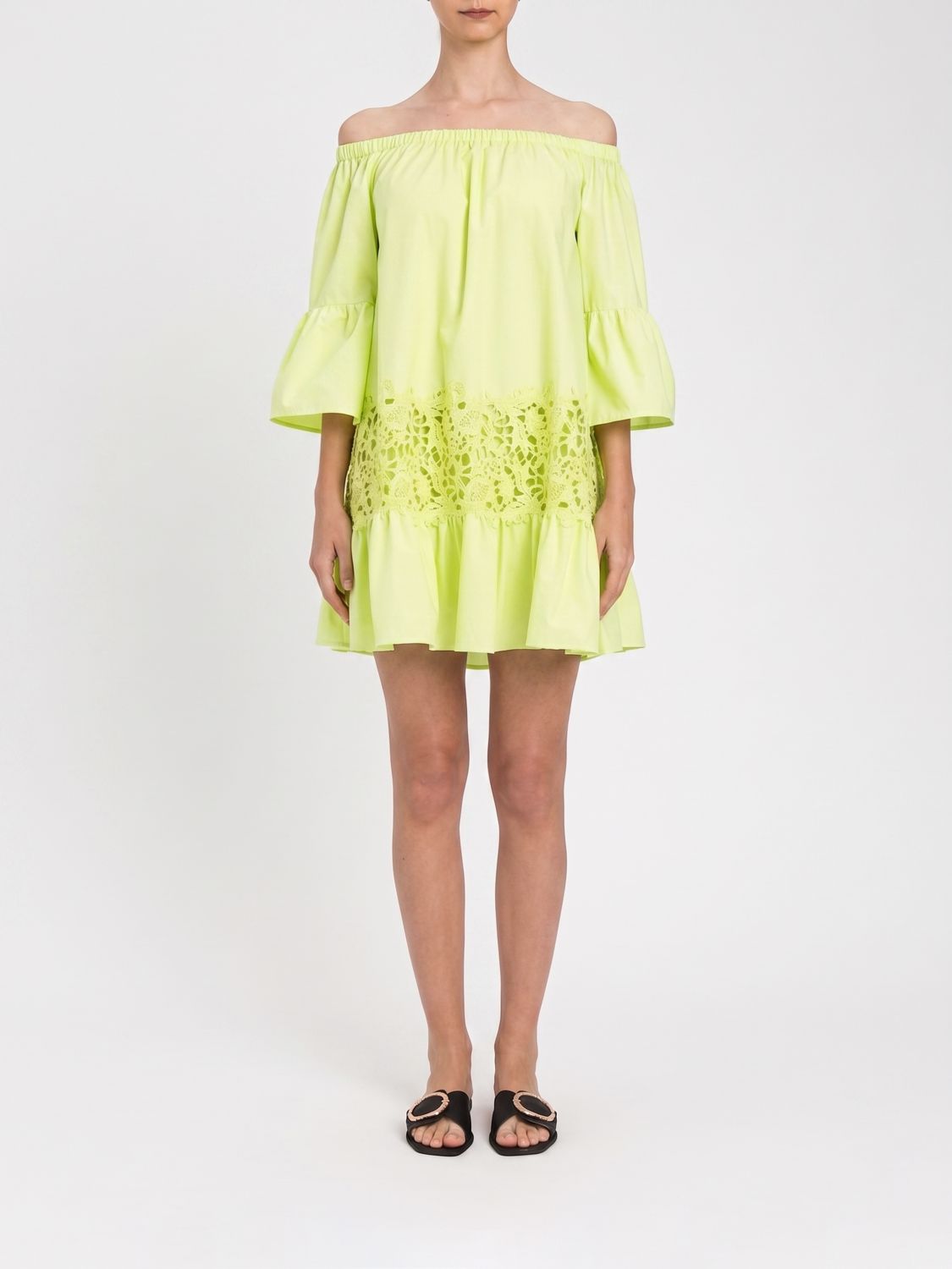TWINSET U & B Mini-Kleid aus Baumwolle mit Makramee-Einsätzen