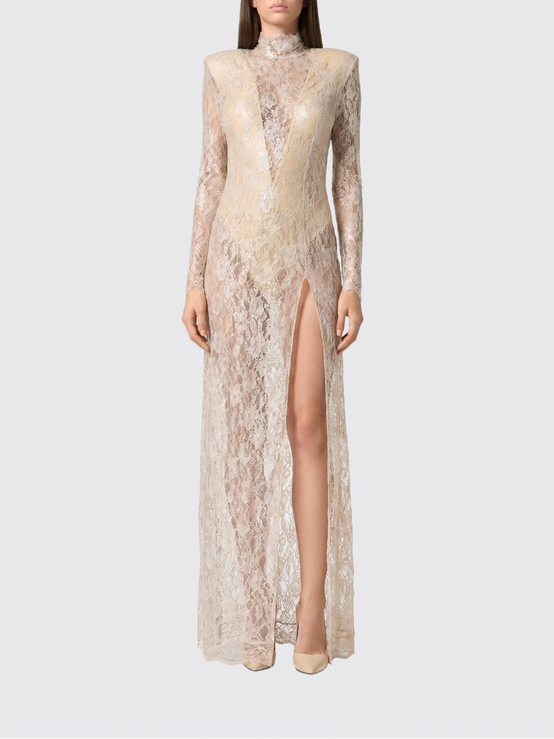 PHILIPP PLEIN Langes Spitzenkleid