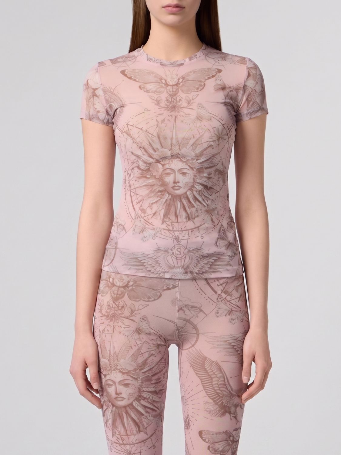 PHILIPP PLEIN Top in tulle con stampa grafica