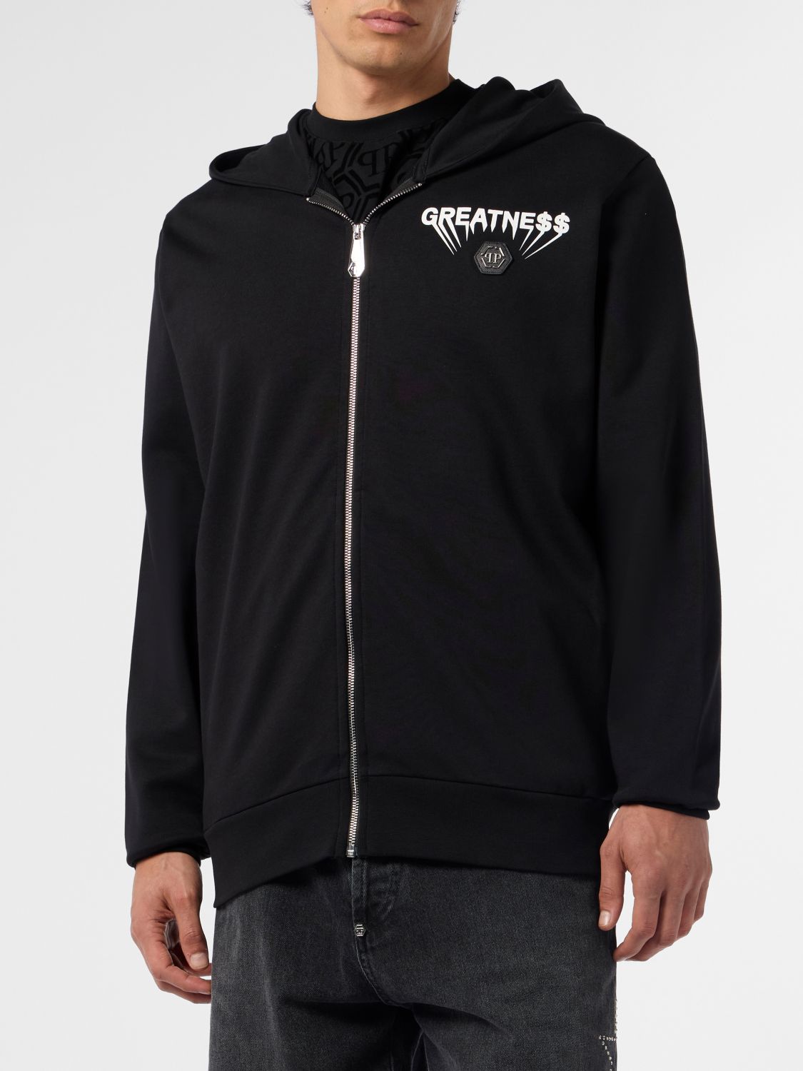 PHILIPP PLEIN Baumwoll-Kapuzenpullover mit Reißverschluss
