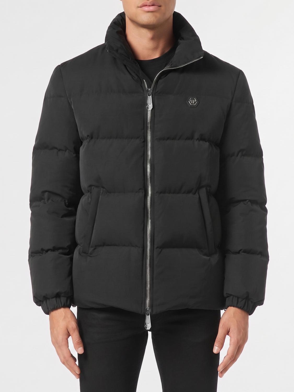 PHILIPP PLEIN Nylon Daunenjacke mit Logo und Slogan