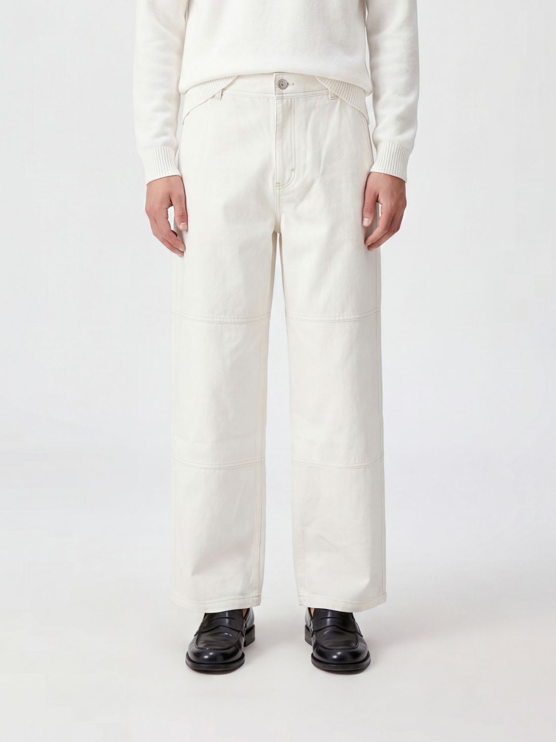 AMI PARIS Pantaloni a gamba larga in cotone