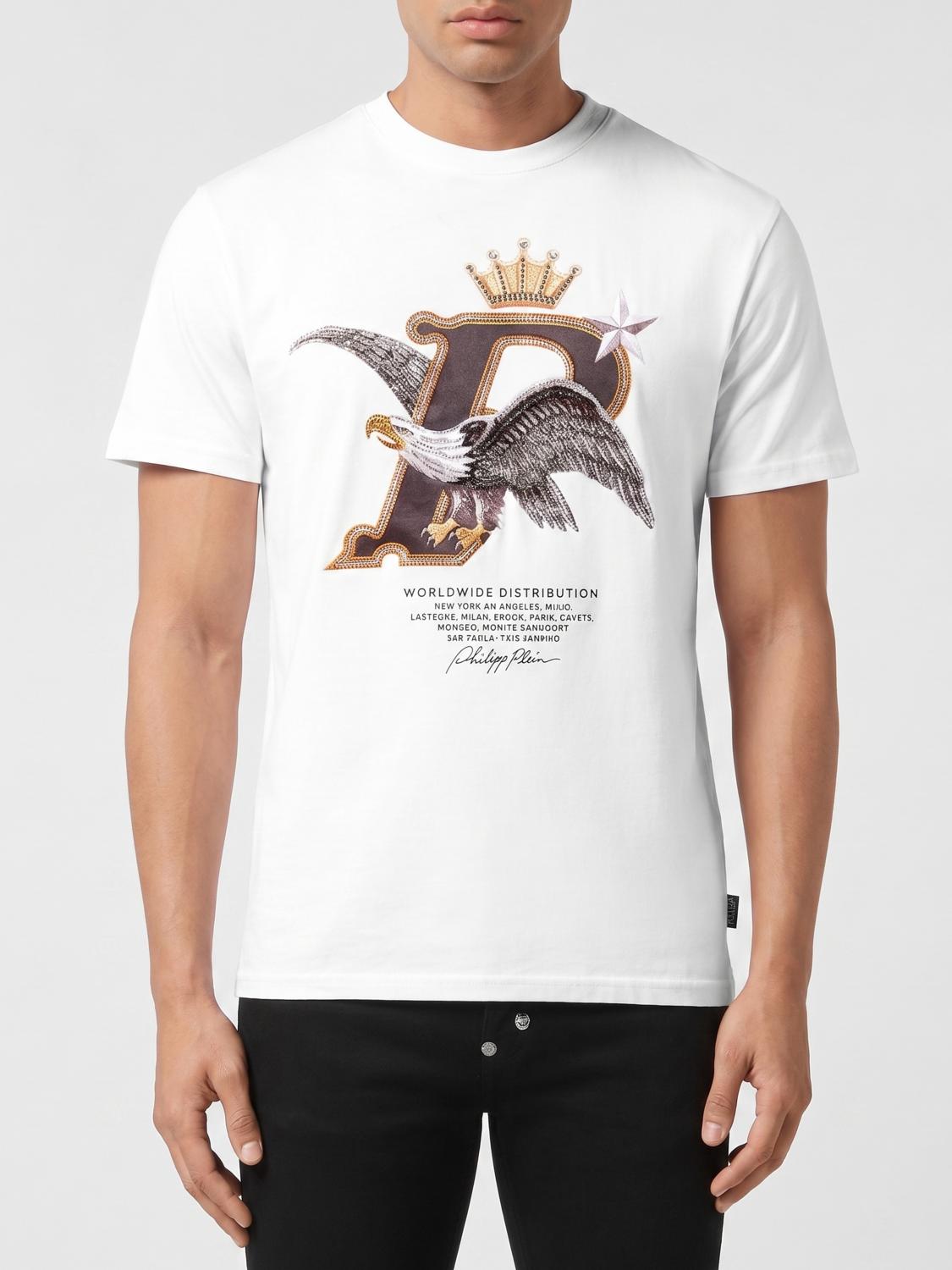 PHILIPP PLEIN Baumwoll-T-Shirt mit Logo und Strass