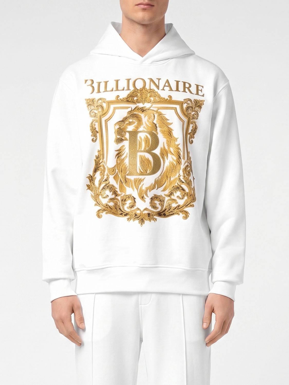 BILLIONAIRE Baumwoll-Kapuzenpullover mit Barock-Print