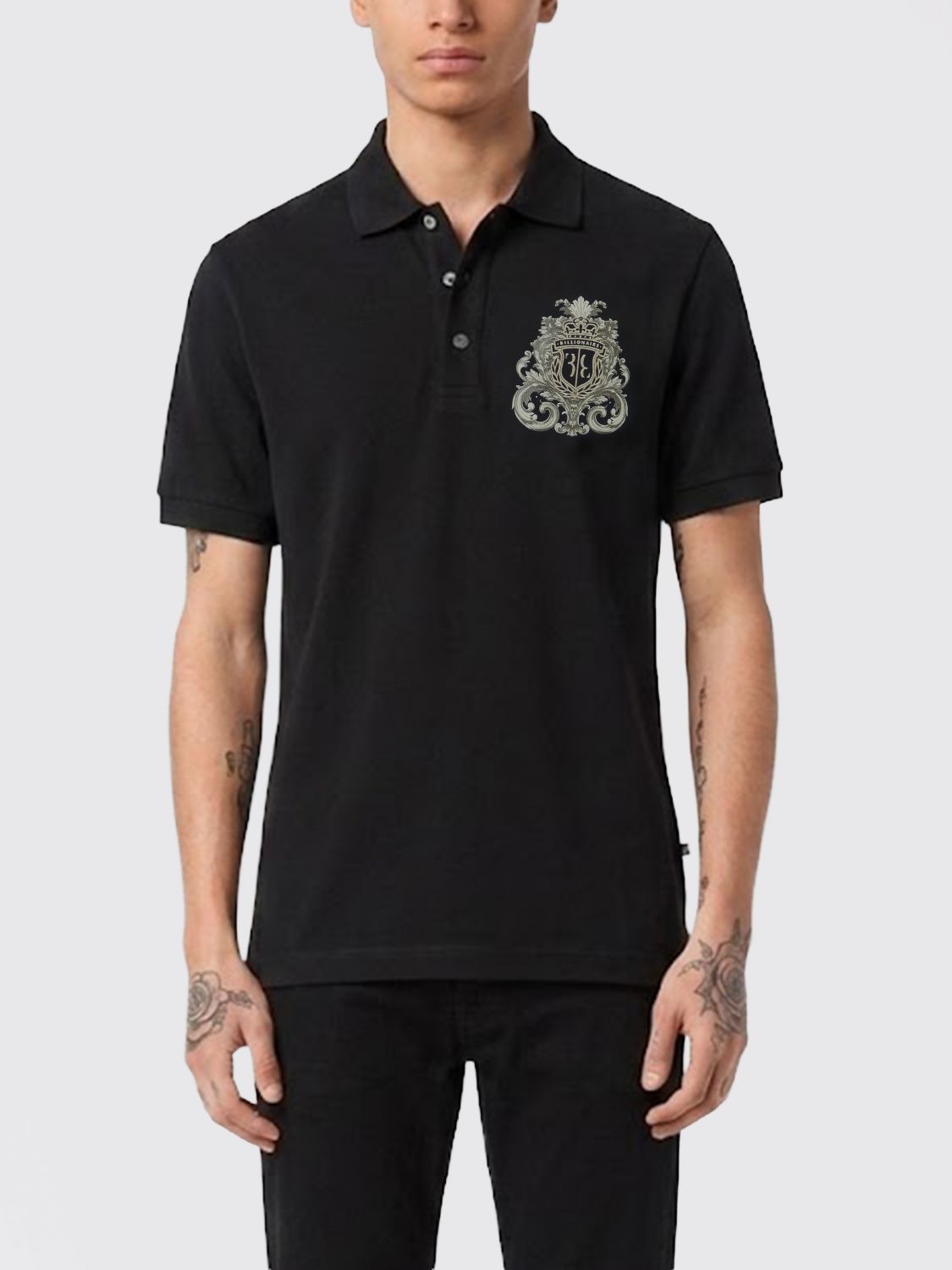 Billionaire Cotton Polo Shirt with Logo Emblem · L