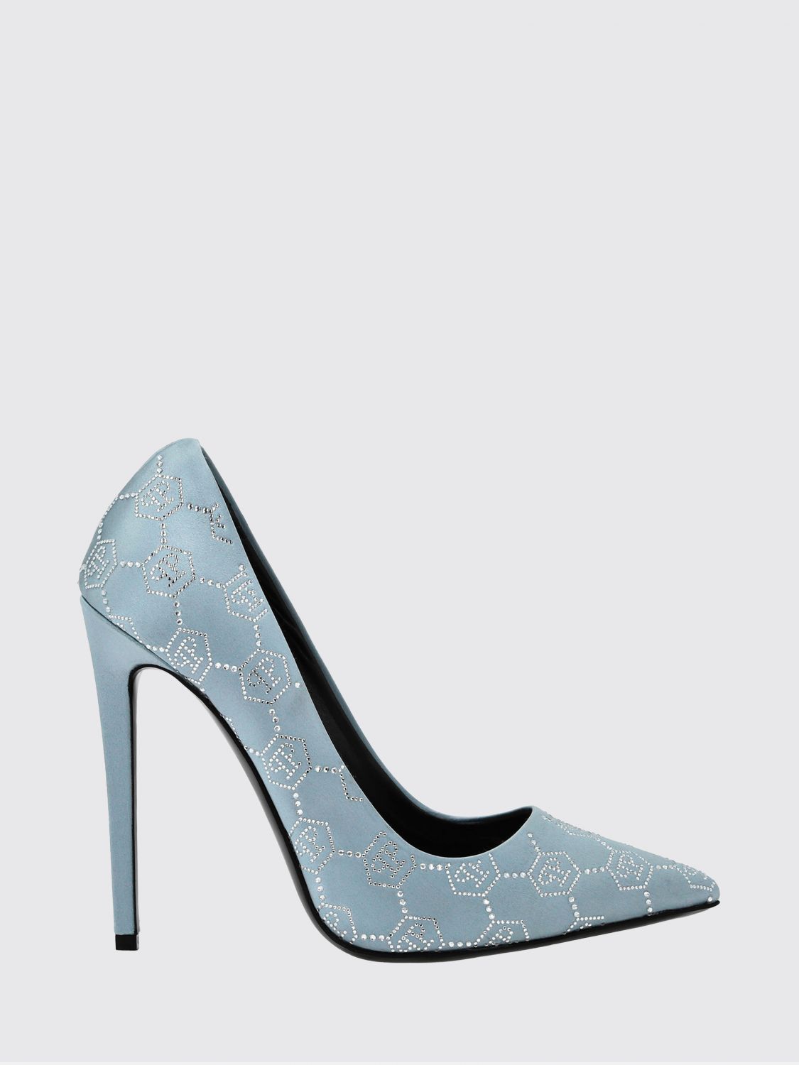 PHILIPP PLEIN Satinpumps mit Strass-Hexagon