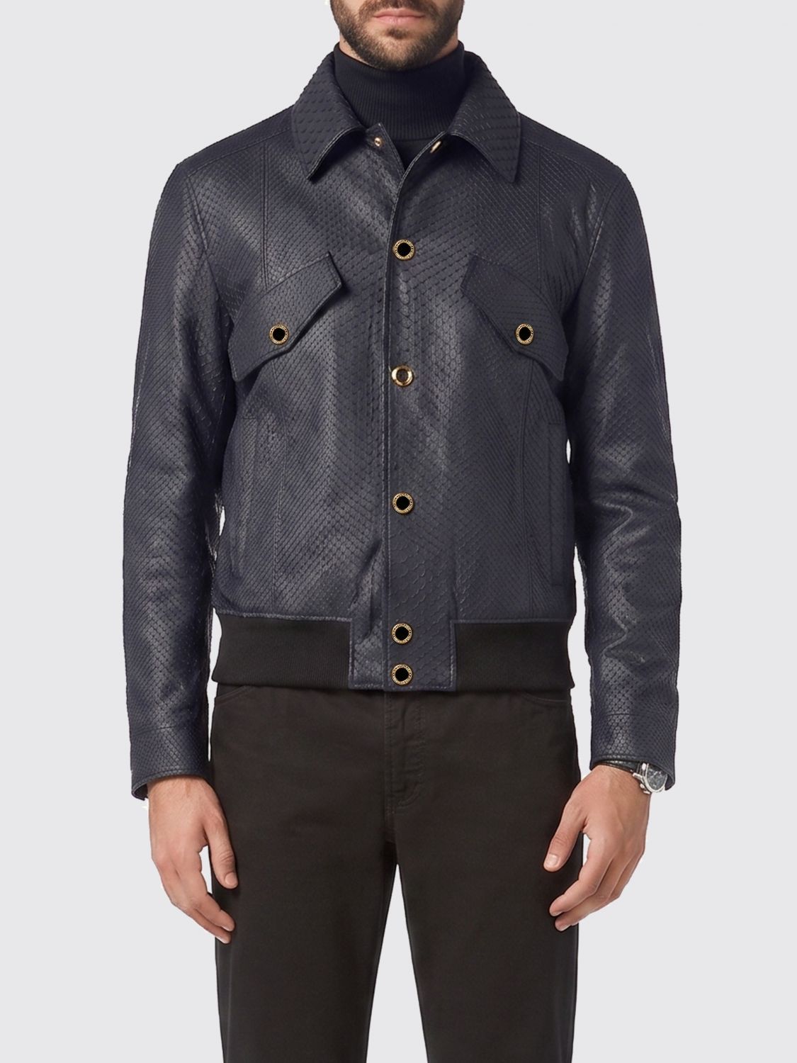 BILLIONAIRE Bomberjacke aus Lammleder mit Python-Print