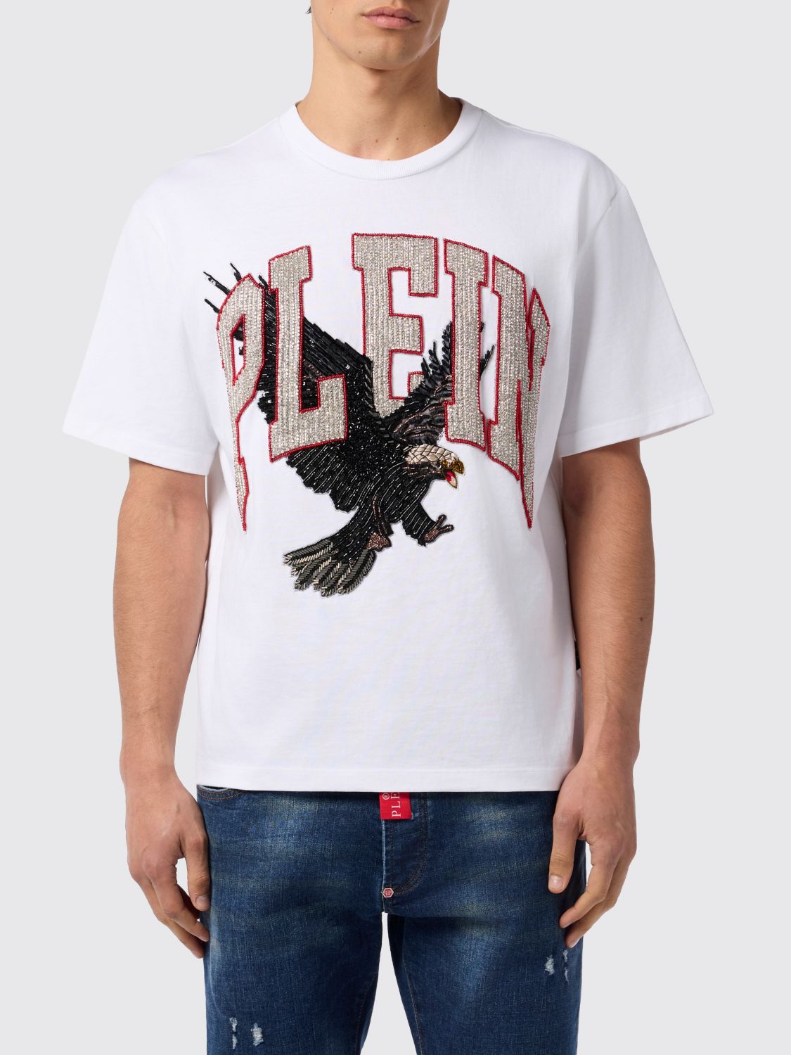 PHILIPP PLEIN T-shirt in cotone con logo gioiello