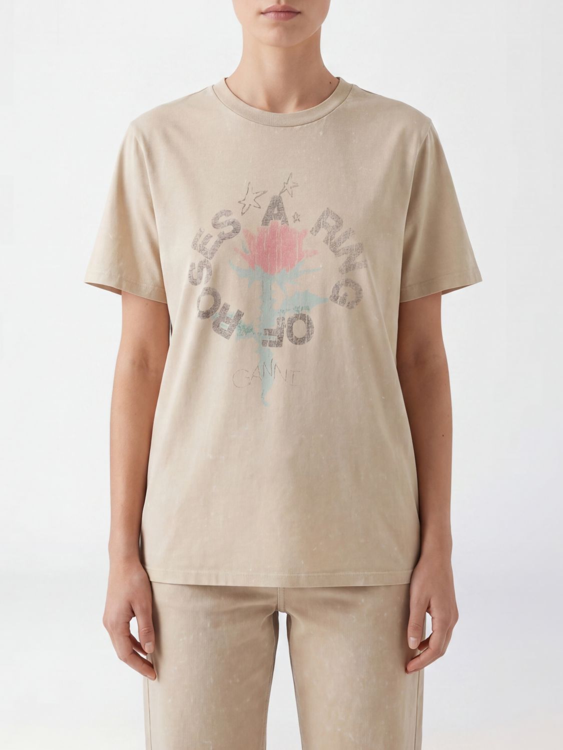 GANNI T-Shirt Woman color Brown