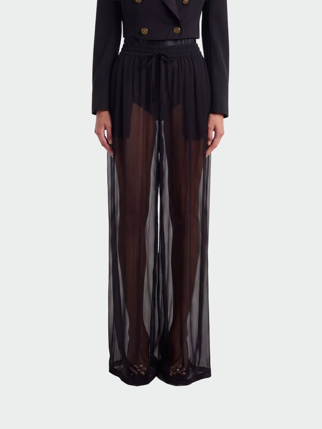DOLCE & GABBANA Seiden-Palazzo-Hose mit Kordelzug