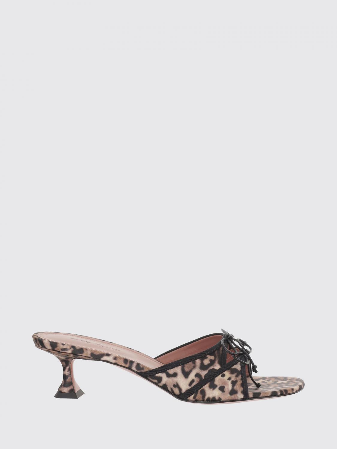 AMINA MUADDI Eleonora Mules aus Satin mit Animal-Print