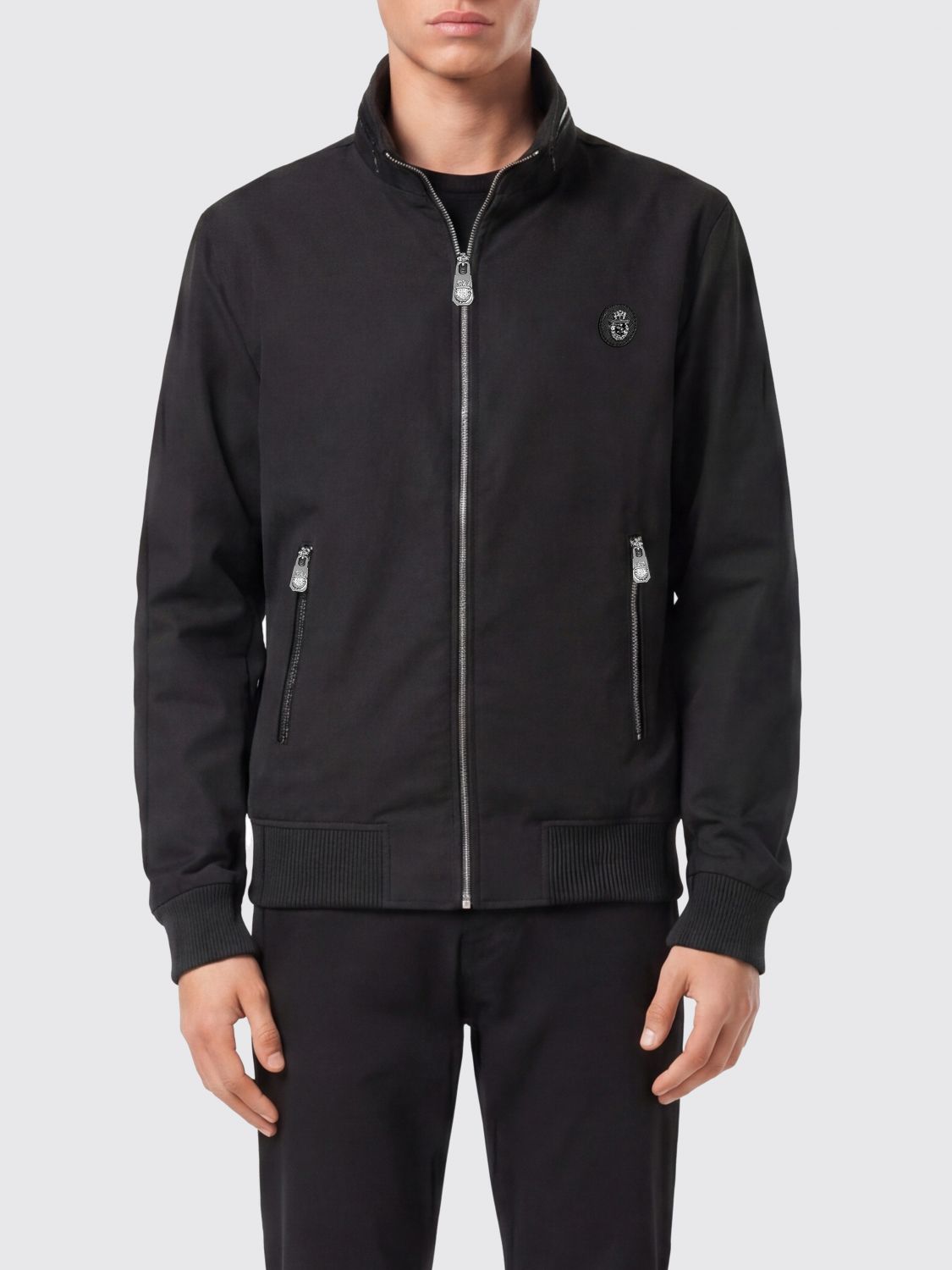 BILLIONAIRE Cotton Bomber Jacket with Python Leather Inserts