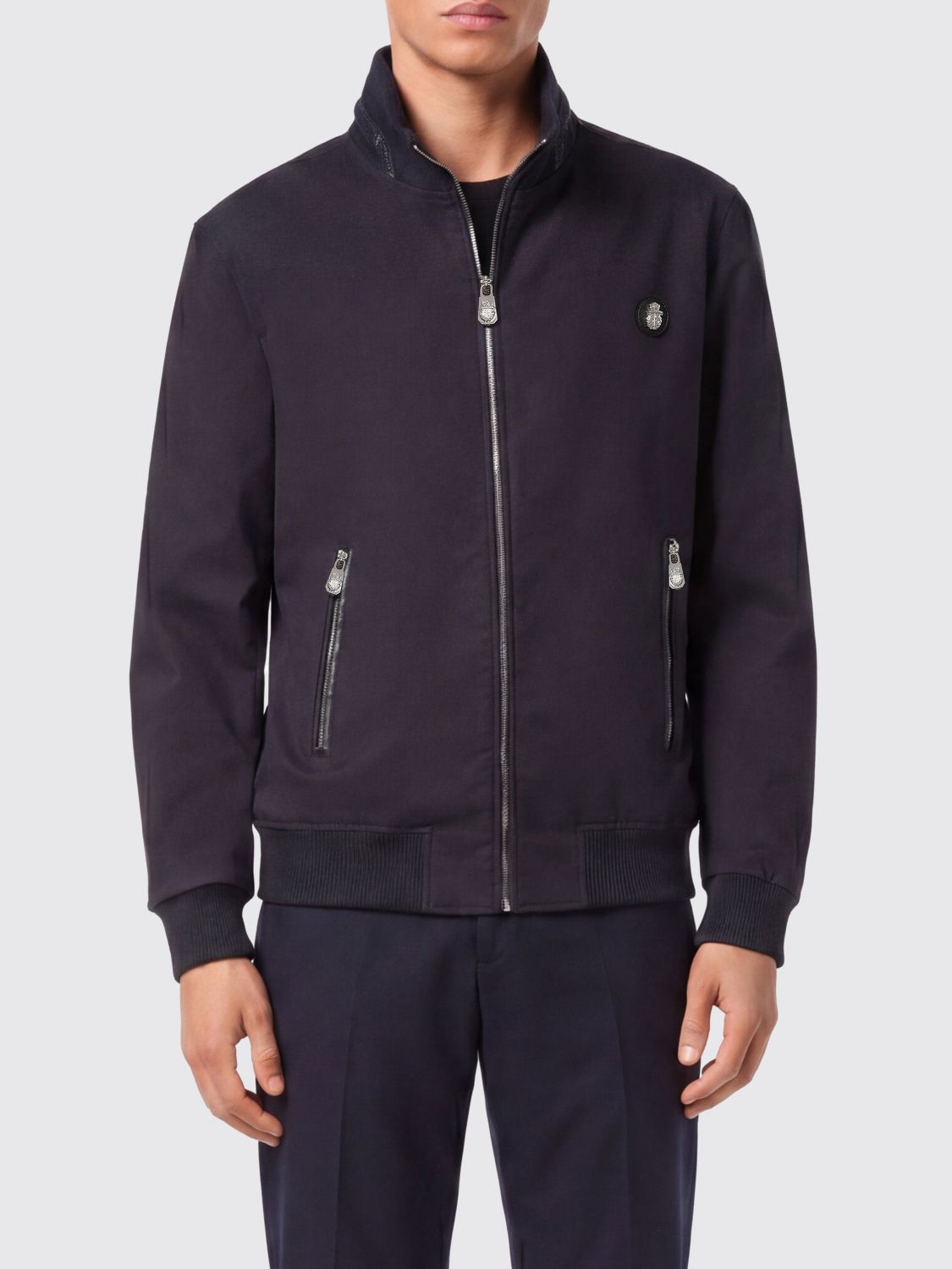 BILLIONAIRE Baumwoll-Bomberjacke mit Pythonleder-Einsätzen