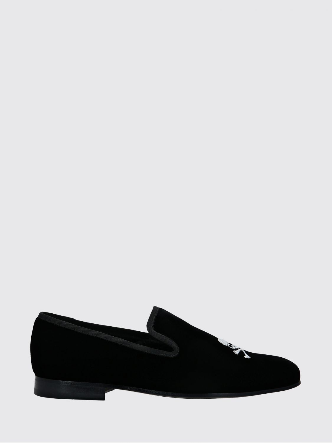 PHILIPP PLEIN Velvet loafers with embroidered skull