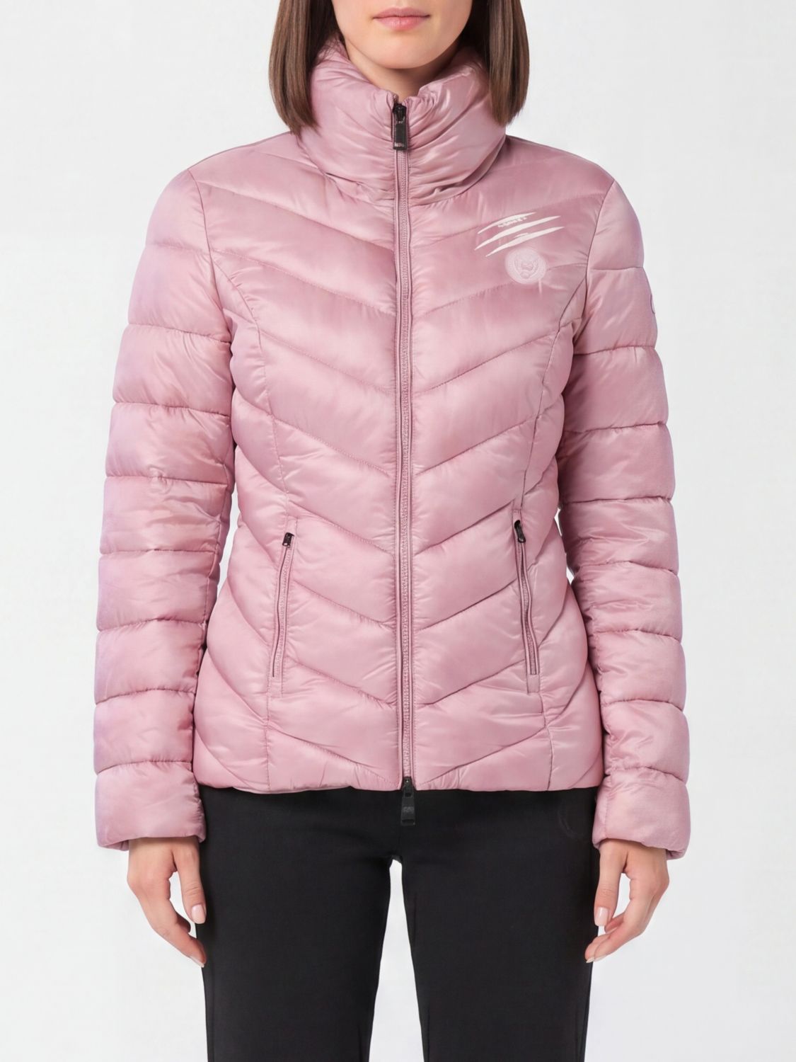 Plein Sport Nylon Down Jacket In Pink