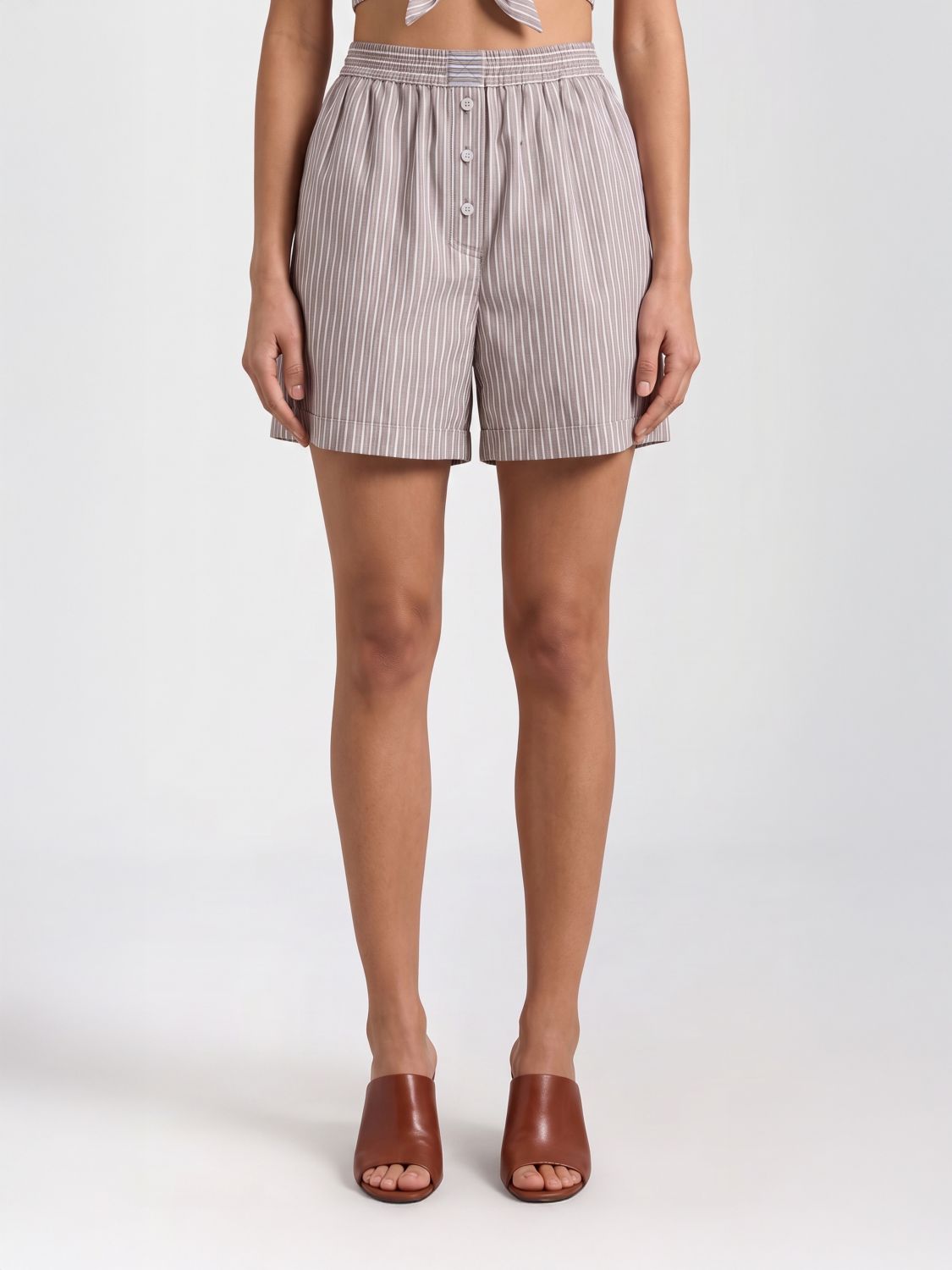 BRUNELLO CUCINELLI BRUNELLO CUCINELLI Striped Cotton and Silk Shorts　BRUNELLO CUCINELLI ストライプ コットン＆シルク ショーツ