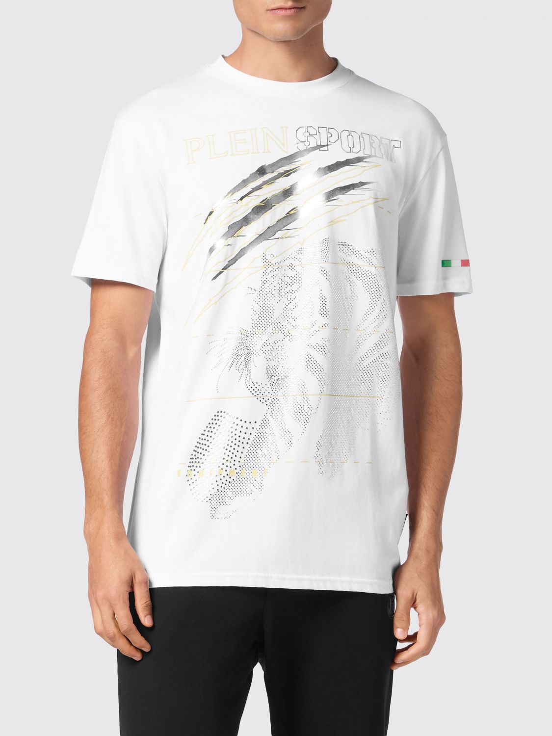 Plein Sport Baumwoll-T-Shirt mit Strasssteinen