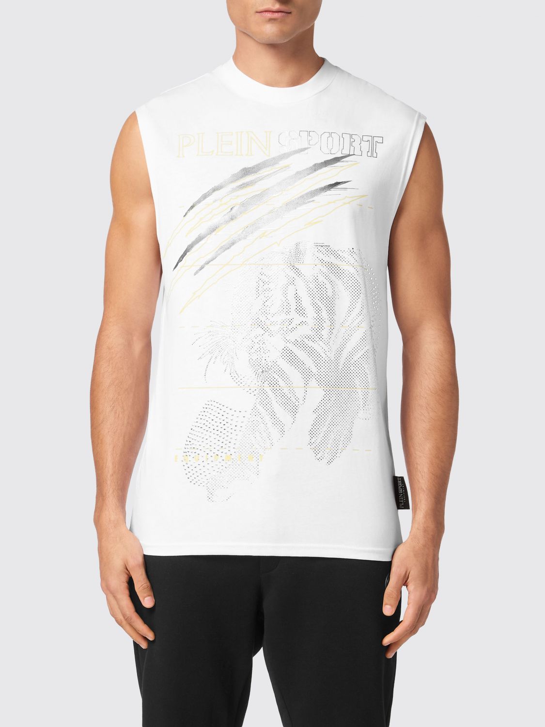 Plein Sport Bedrucktes Baumwoll-Tanktop mit Strasssteinen