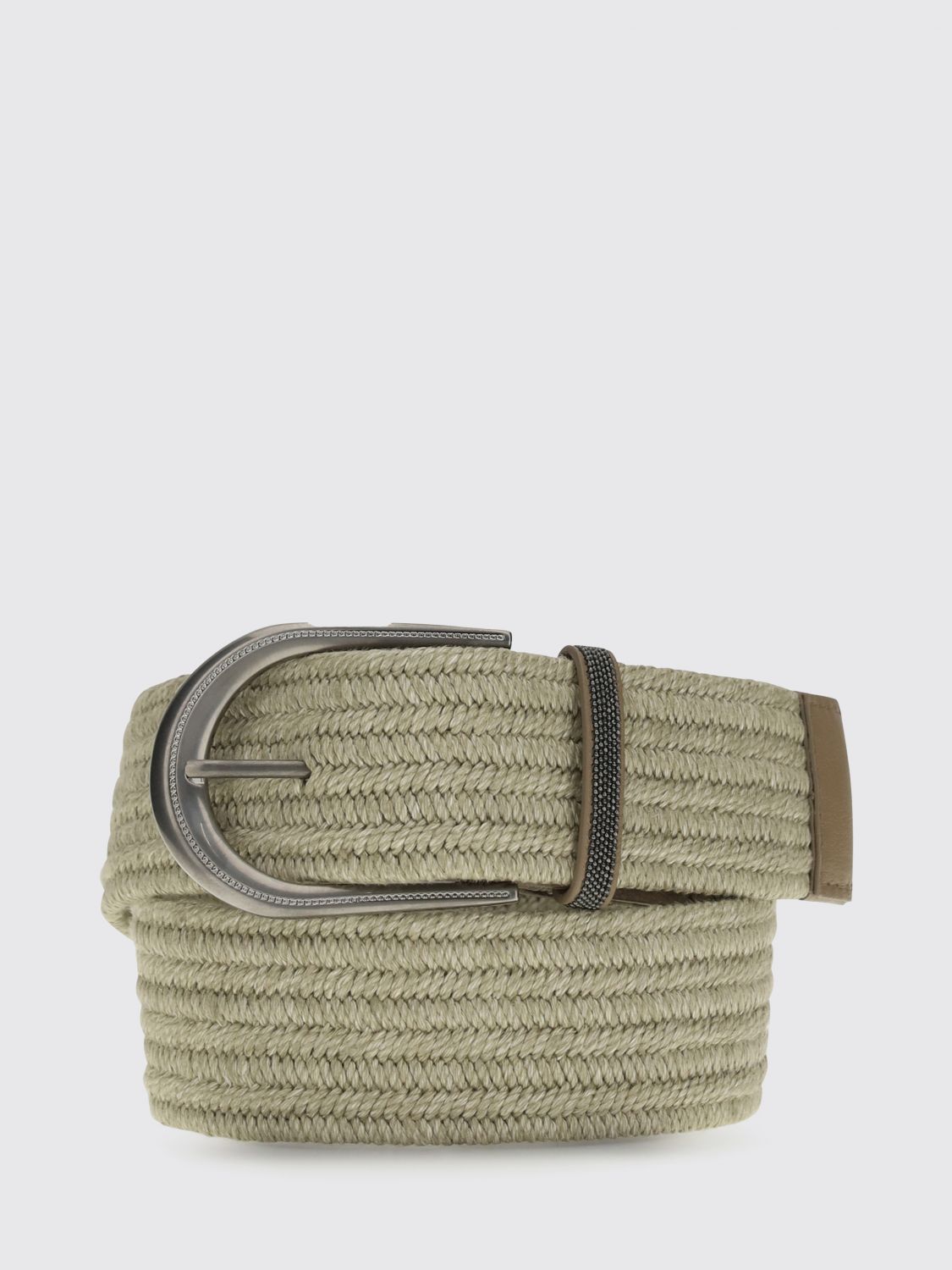 BRUNELLO CUCINELLI BRUNELLO CUCINELLI Woven Linen Blend Belt with Monile　BRUNELLO CUCINELLI モニレ付きリネンブレンド織りベルト