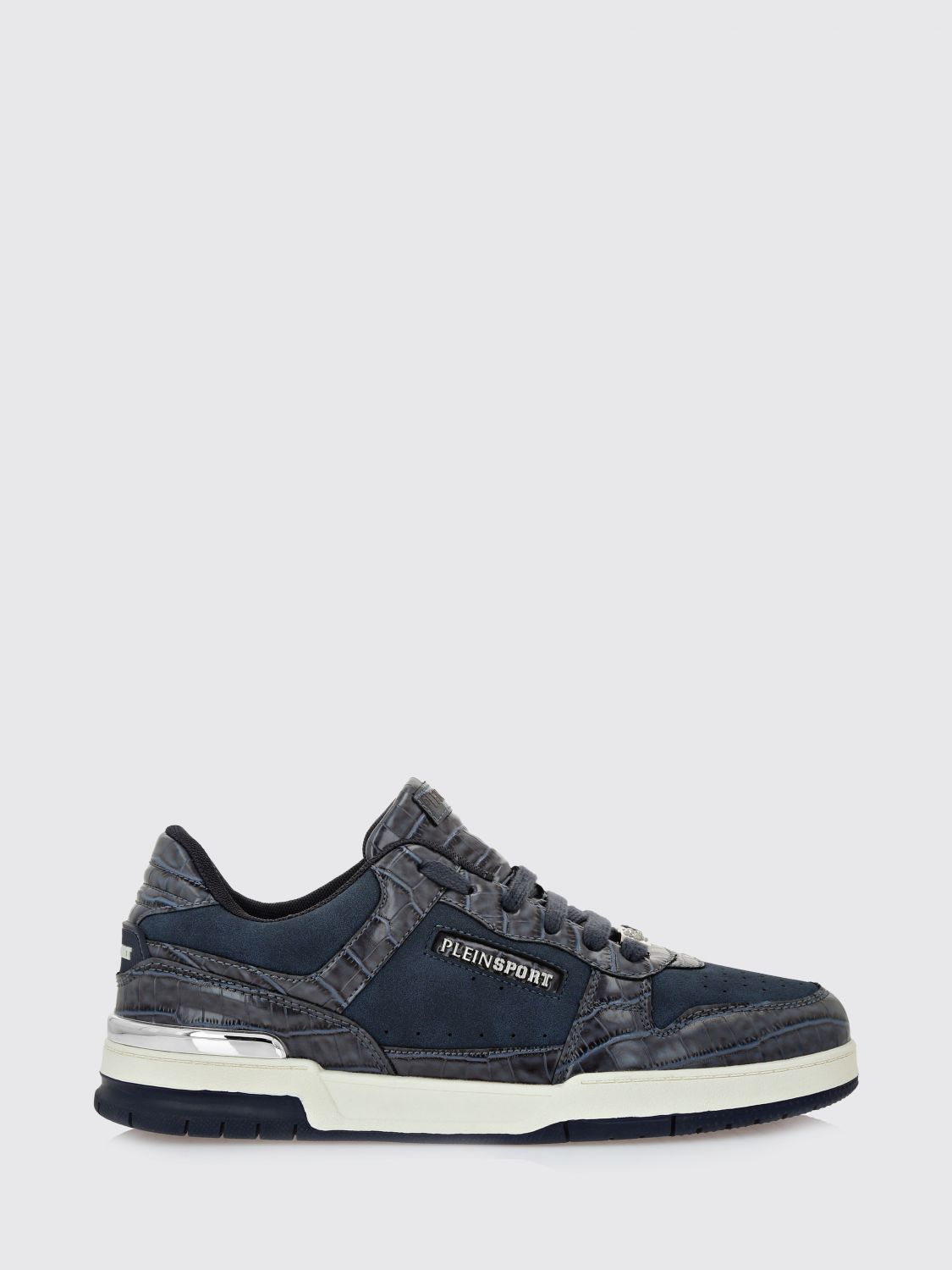 Plein Sport Suede And Crocodile Print Leather Sneakers