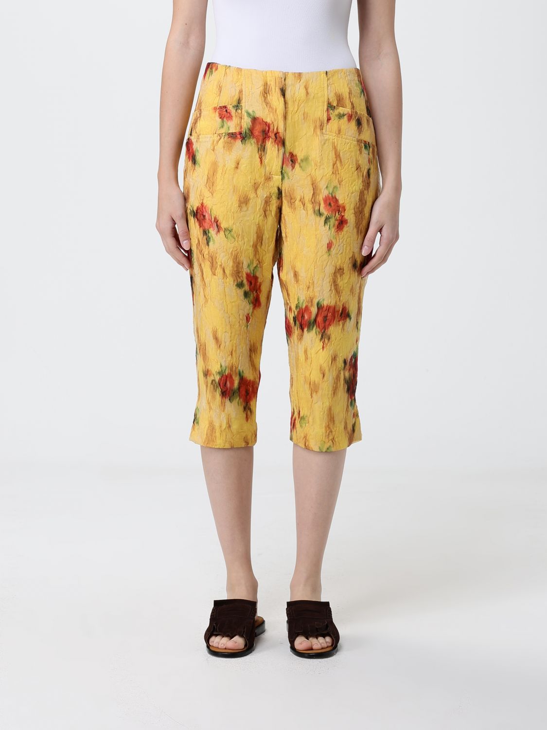 GANNI Floral Print Cotton Cropped Trousers　GANNI フローラル プリント コットン クロップド パンツ GANNI