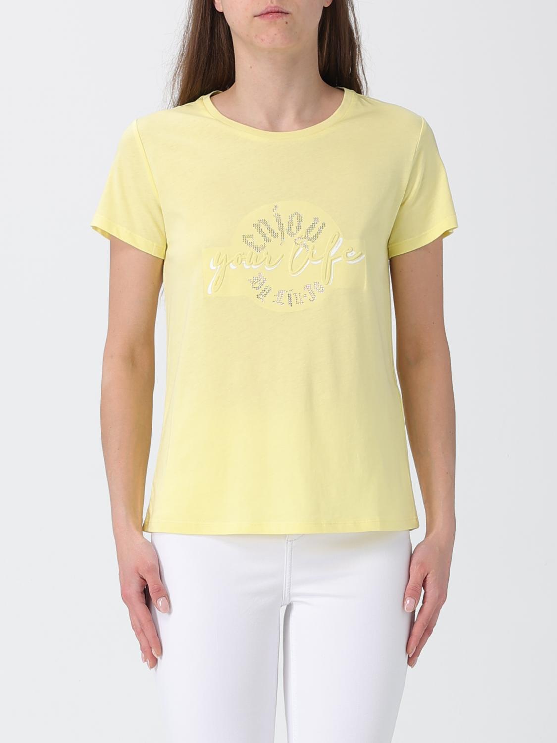 Liu Jo Cotton T-Shirt with Rhinestone Logo