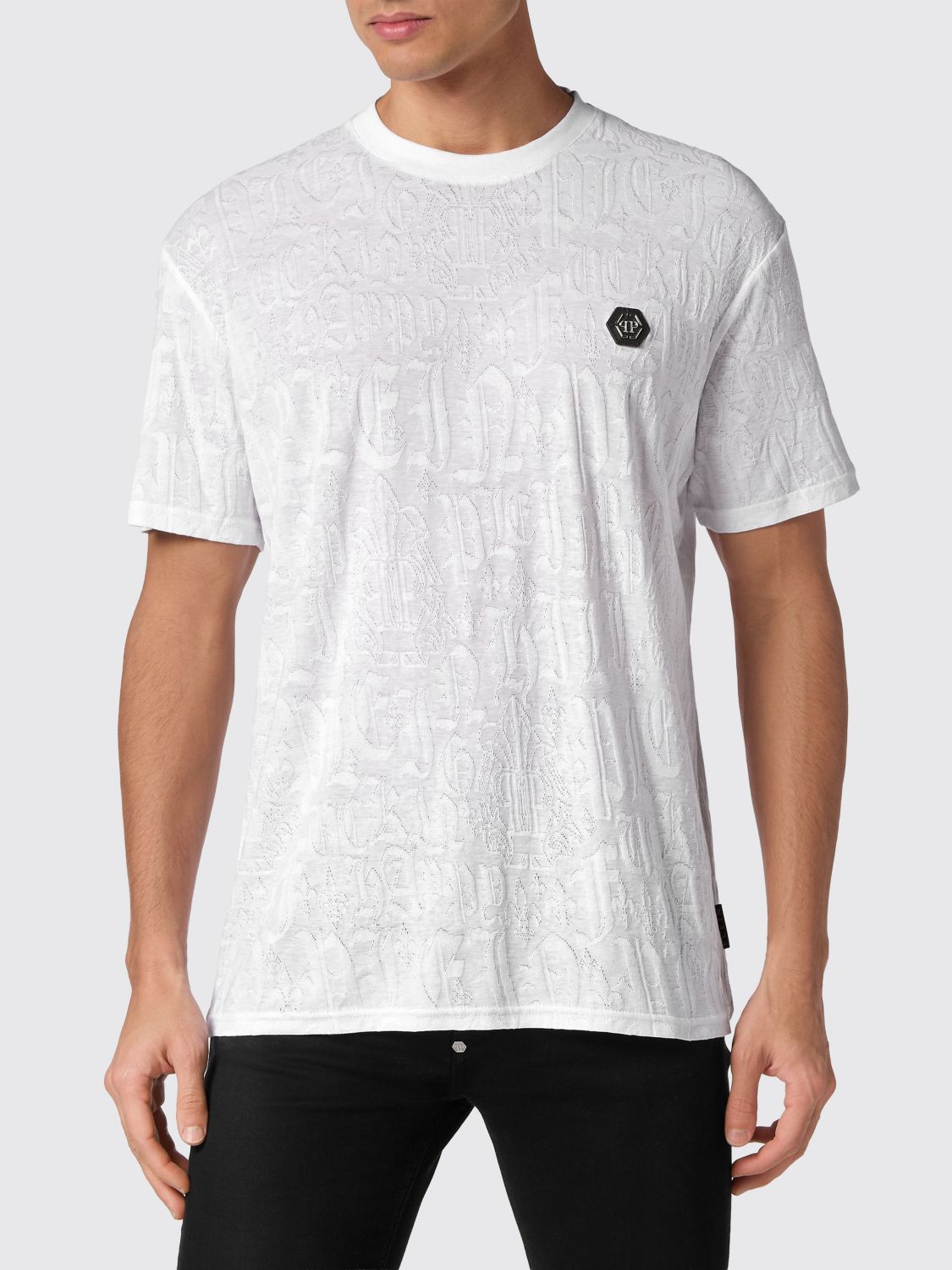PHILIPP PLEIN Baumwoll-T-Shirt mit PP-Monogramm