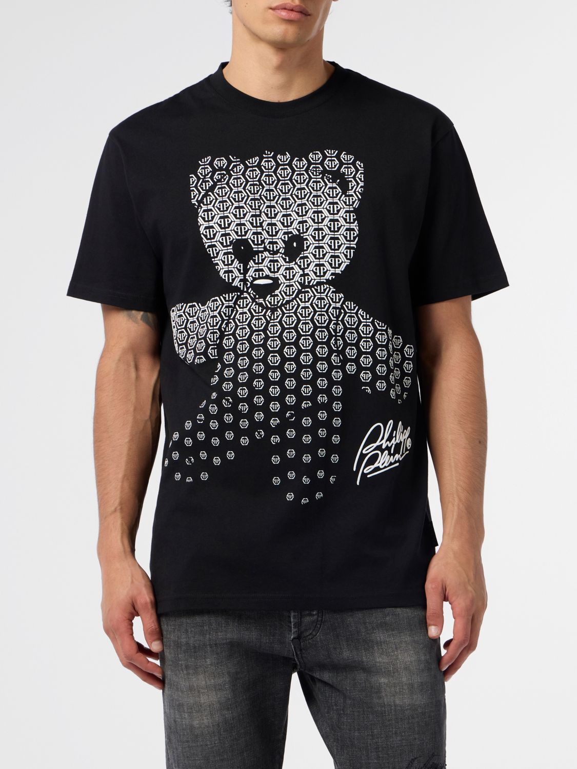 PHILIPP PLEIN T-shirt girocollo in cotone con stampa Teddy