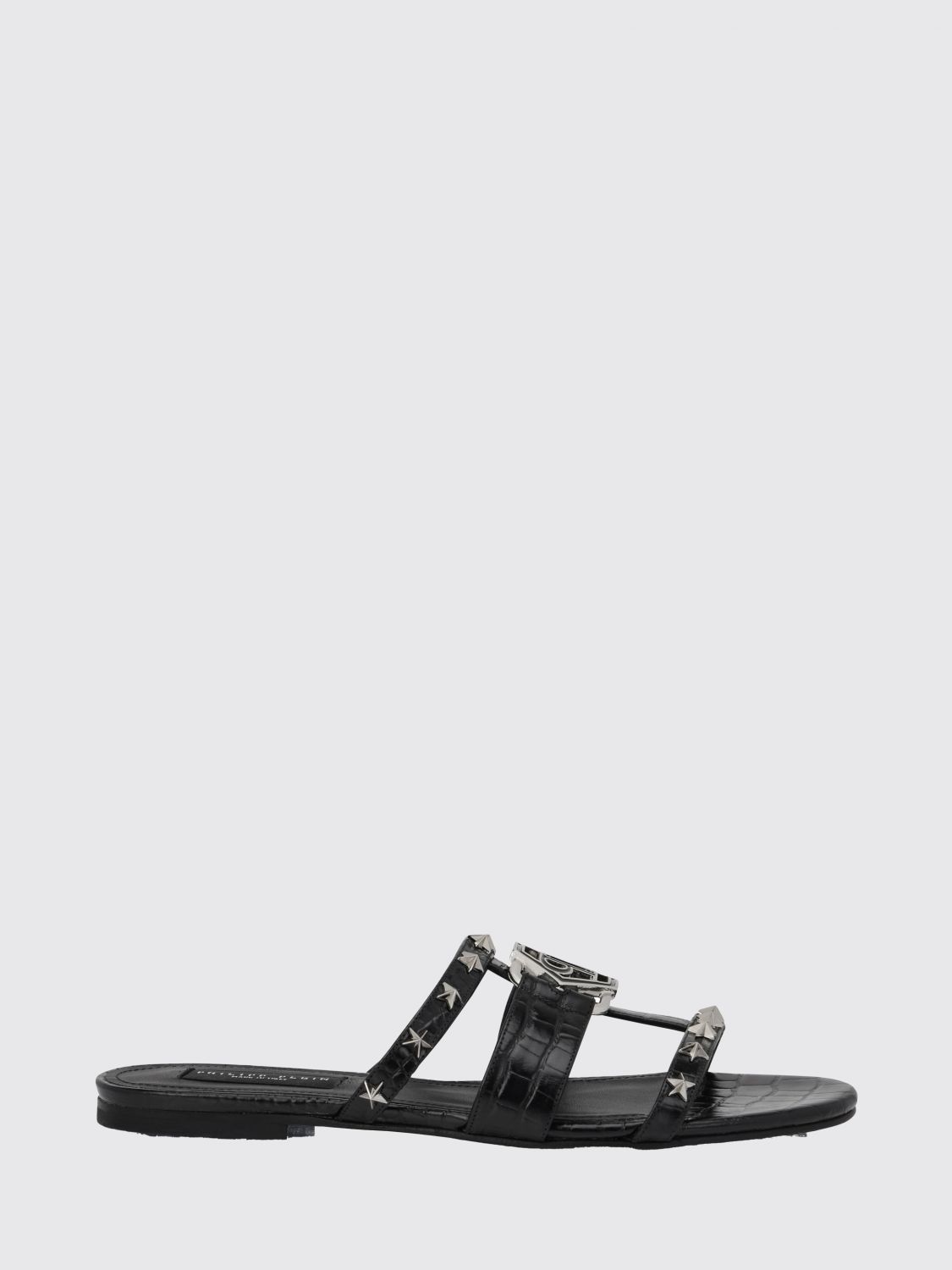 PHILIPP PLEIN Mules in pelle stampa cocco con borchie a stella