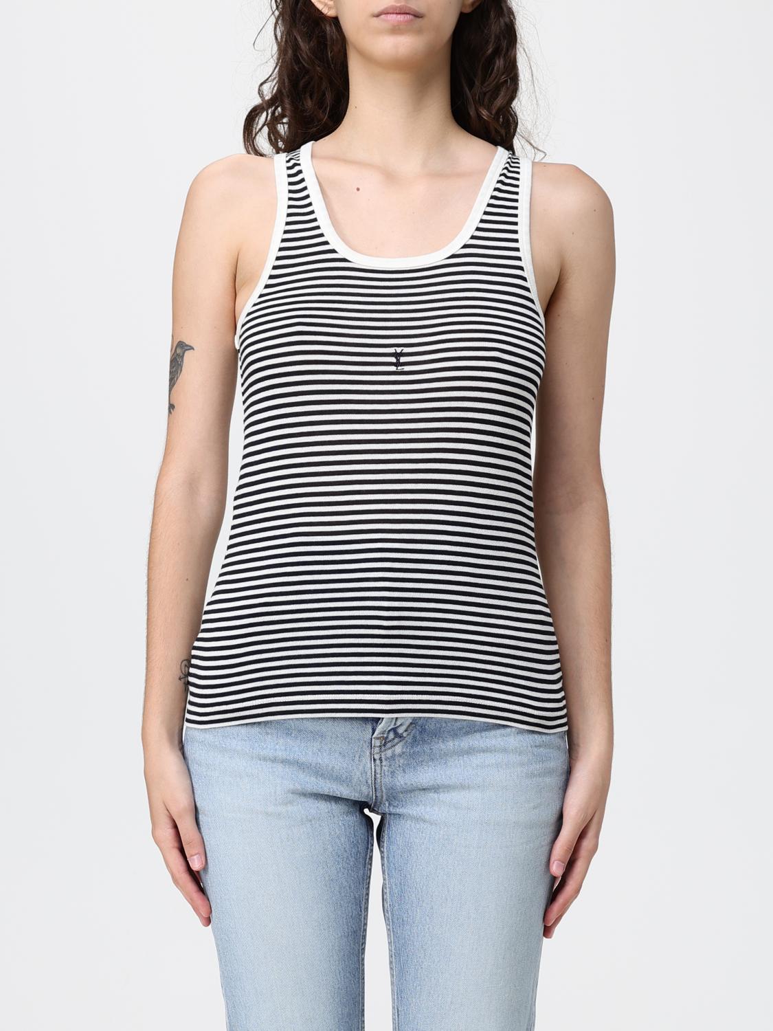 SAINT LAURENT Top in cotone a righe
