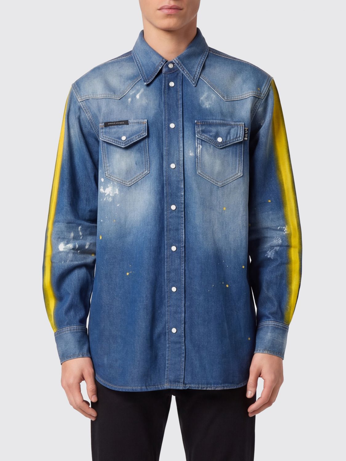 PHILIPP PLEIN Camicia in denim di cotone