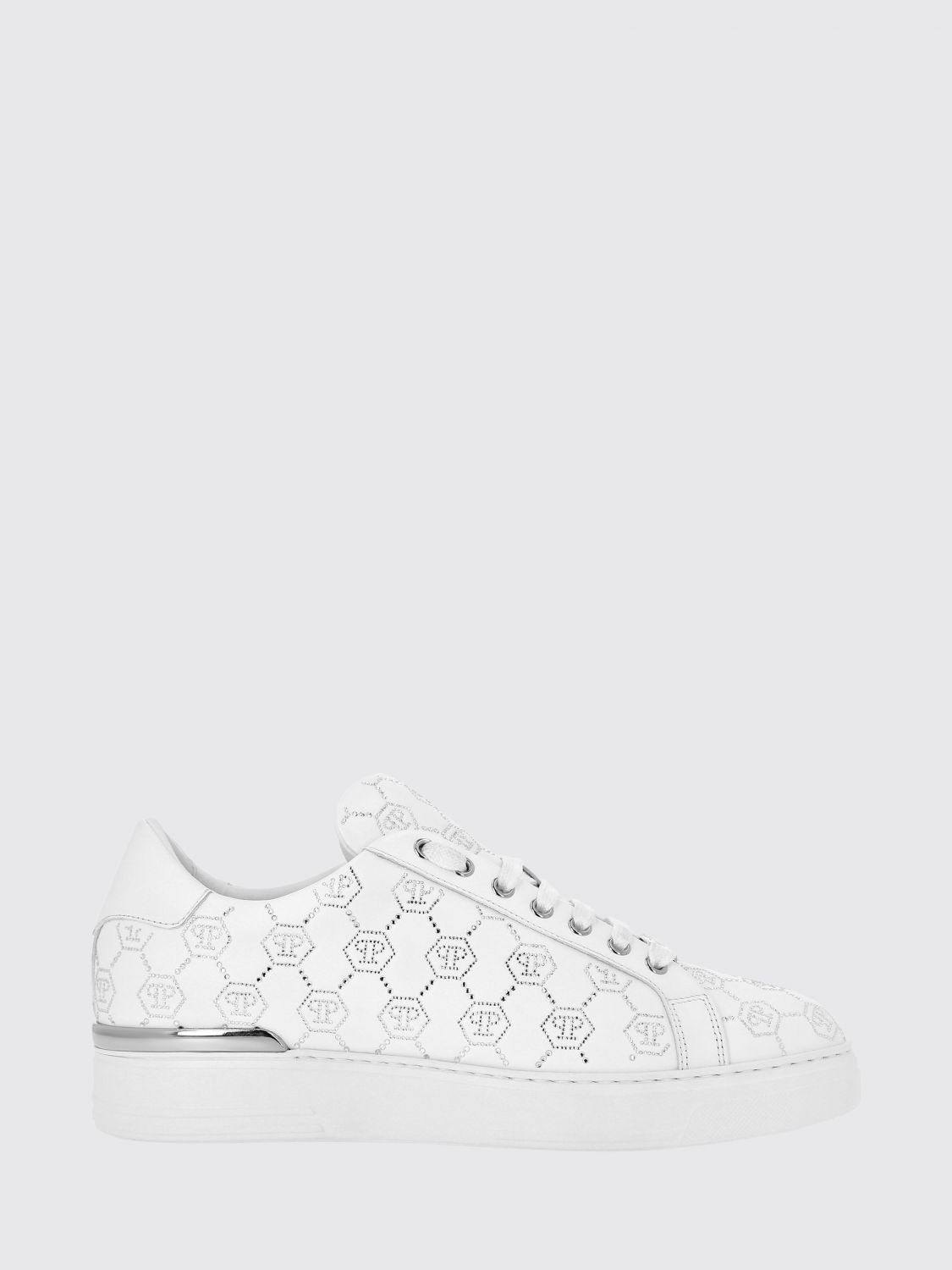 PHILIPP PLEIN Sneakers aus Leder mit Strass-Hexagon