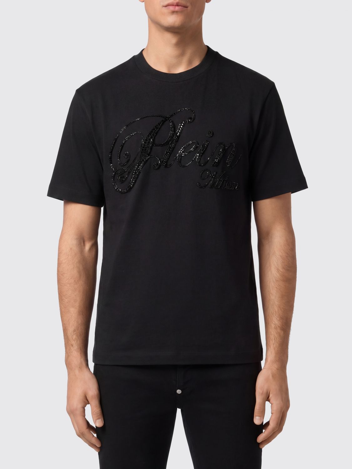 PHILIPP PLEIN T-shirt in cotone con logo di strass