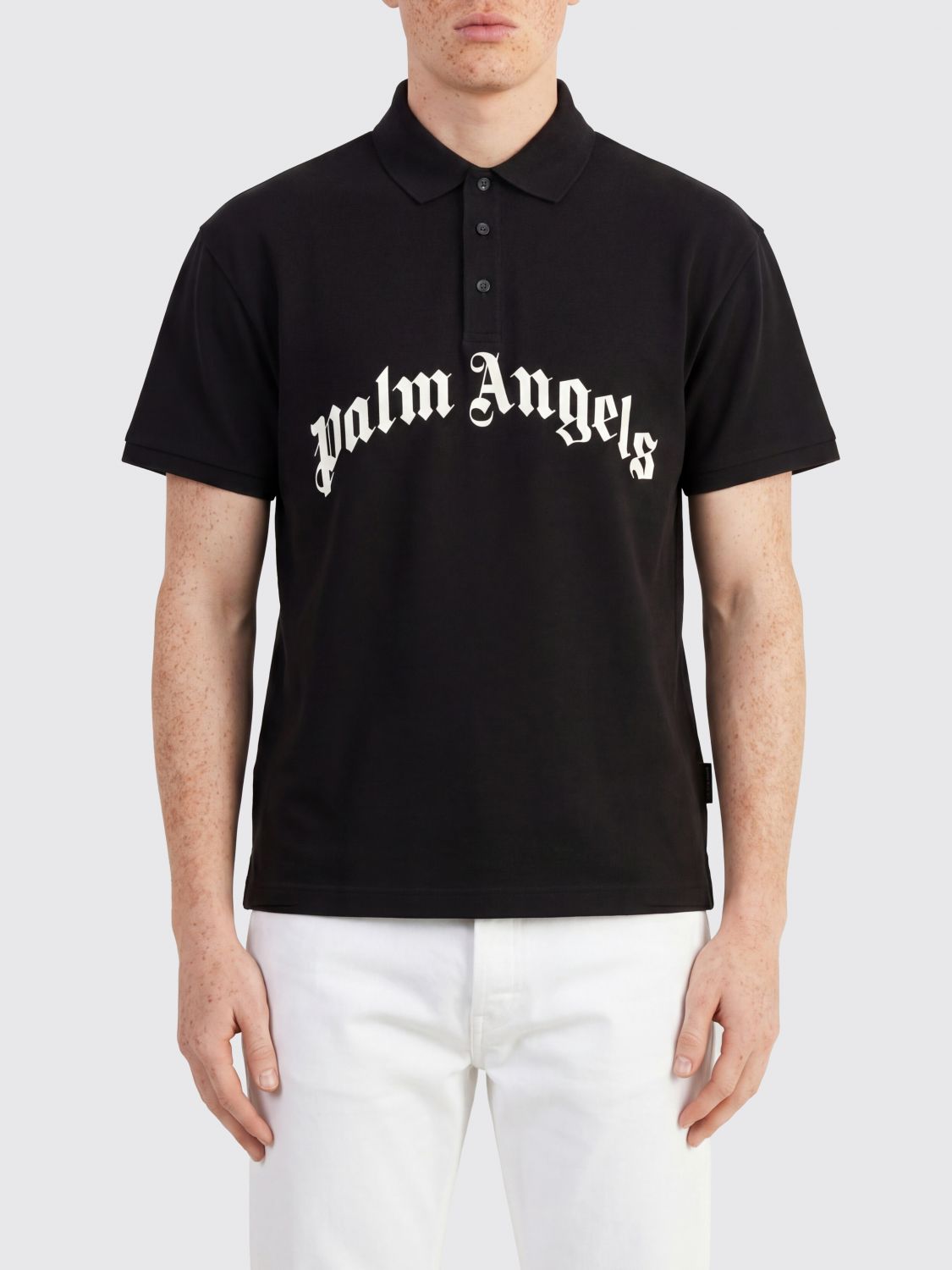 PALM ANGELS Classic Cotton Polo Shirt with Logo　PALM ANGELS ロゴ入りクラシックコットンポロシャツ PALM