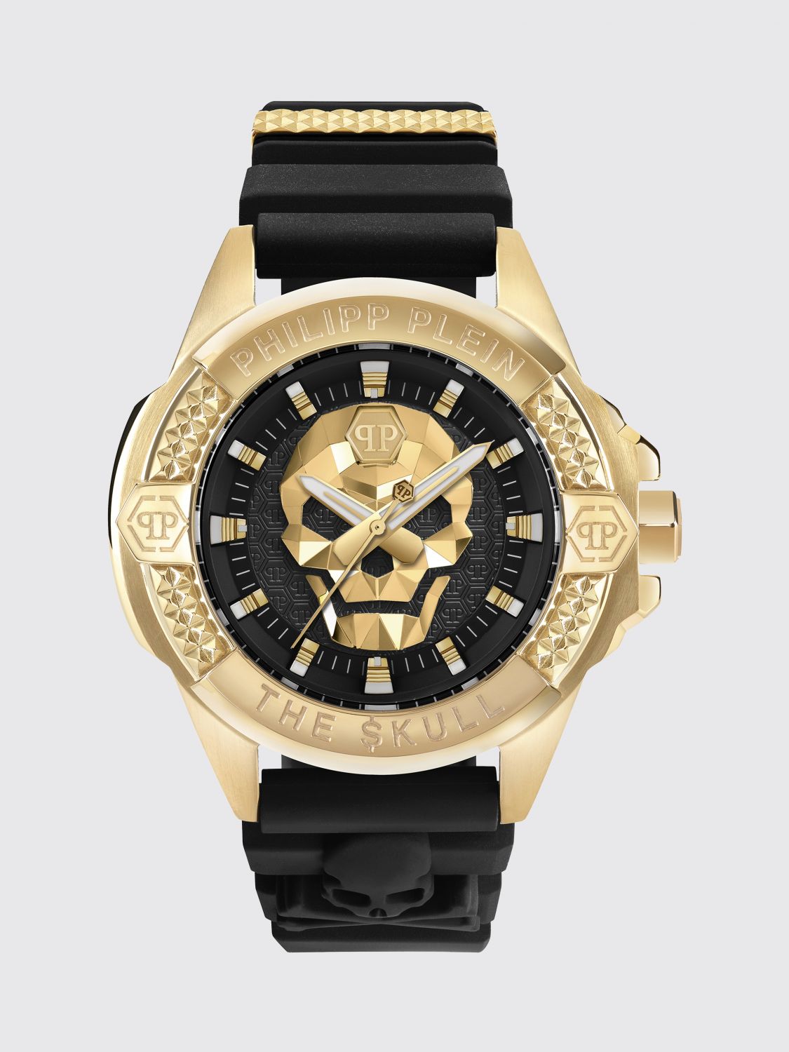 PHILIPP PLEIN Orologio The $kull in silicone ed acciaio placcato oro