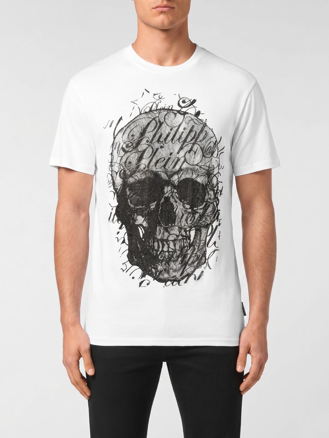 PHILIPP PLEIN Skull Baumwoll-T-Shirt mit Strasslogo