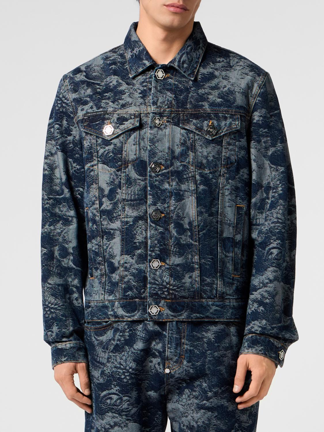 PHILIPP PLEIN Giacca di jeans astratta