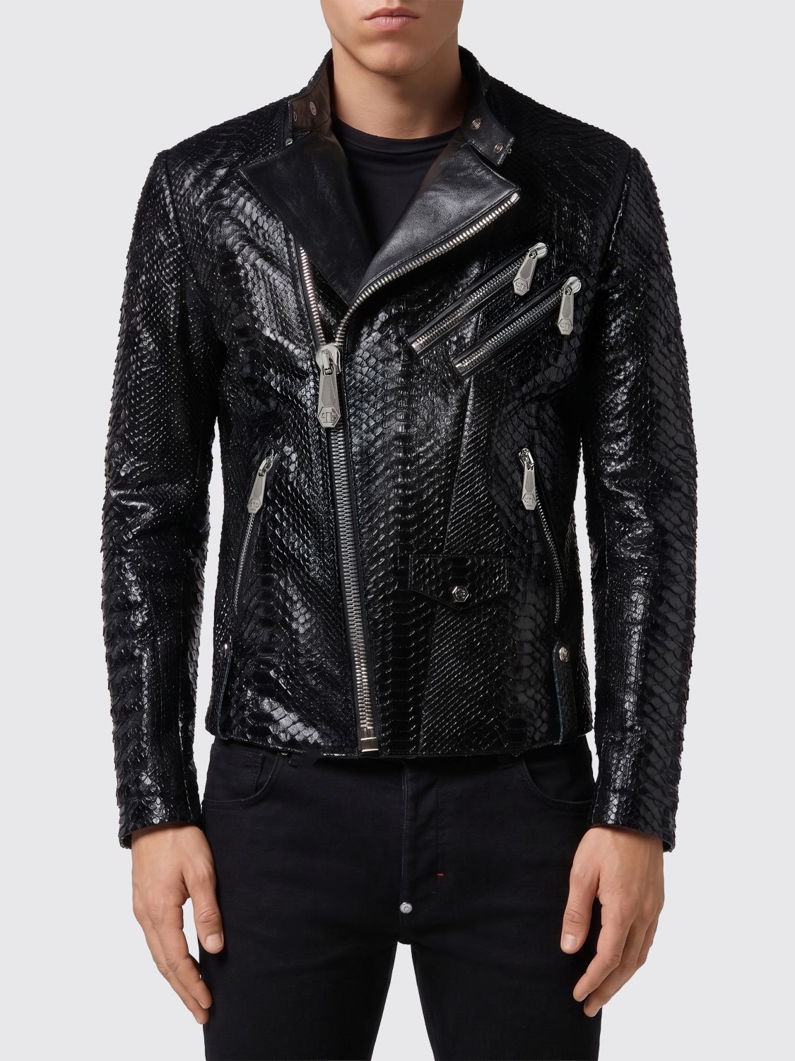 PHILIPP PLEIN Bikerjacke aus Schlangenleder