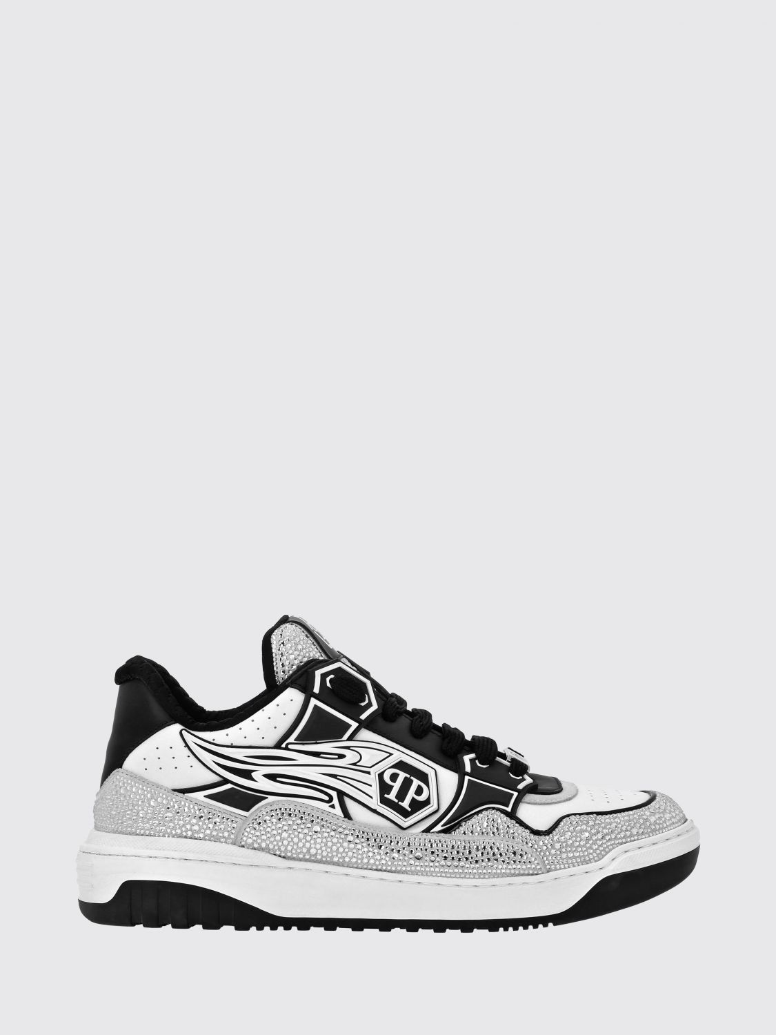 PHILIPP PLEIN Sneakers aus Leder und Gummi mit Strass