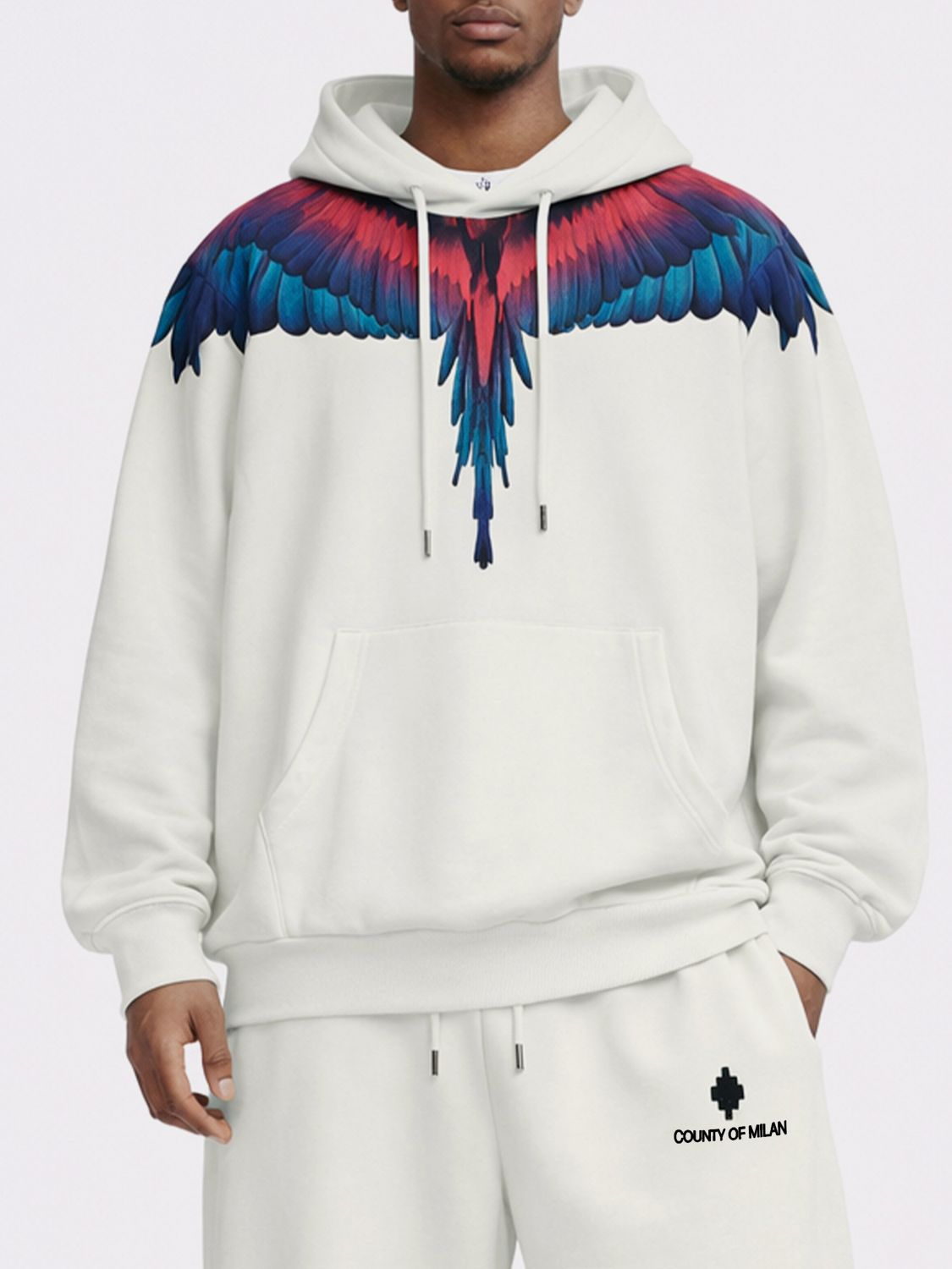 County of Milan Felpa con cappuccio in cotone con Icon Wings