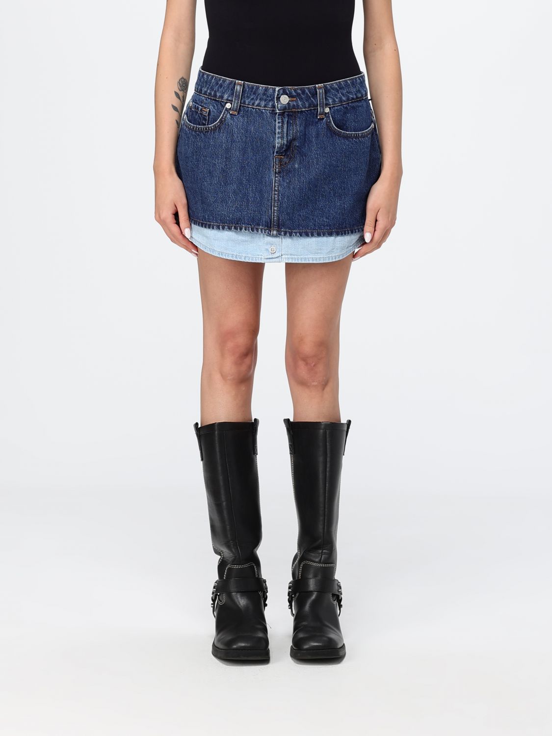 7 FOR ALL MANKIND Skirt Woman color Blue