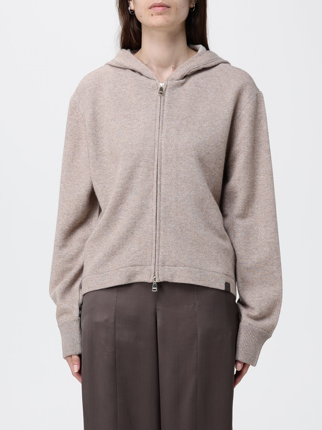 MAX MARA Felpa con cappuccio in cashmere e lana vergine