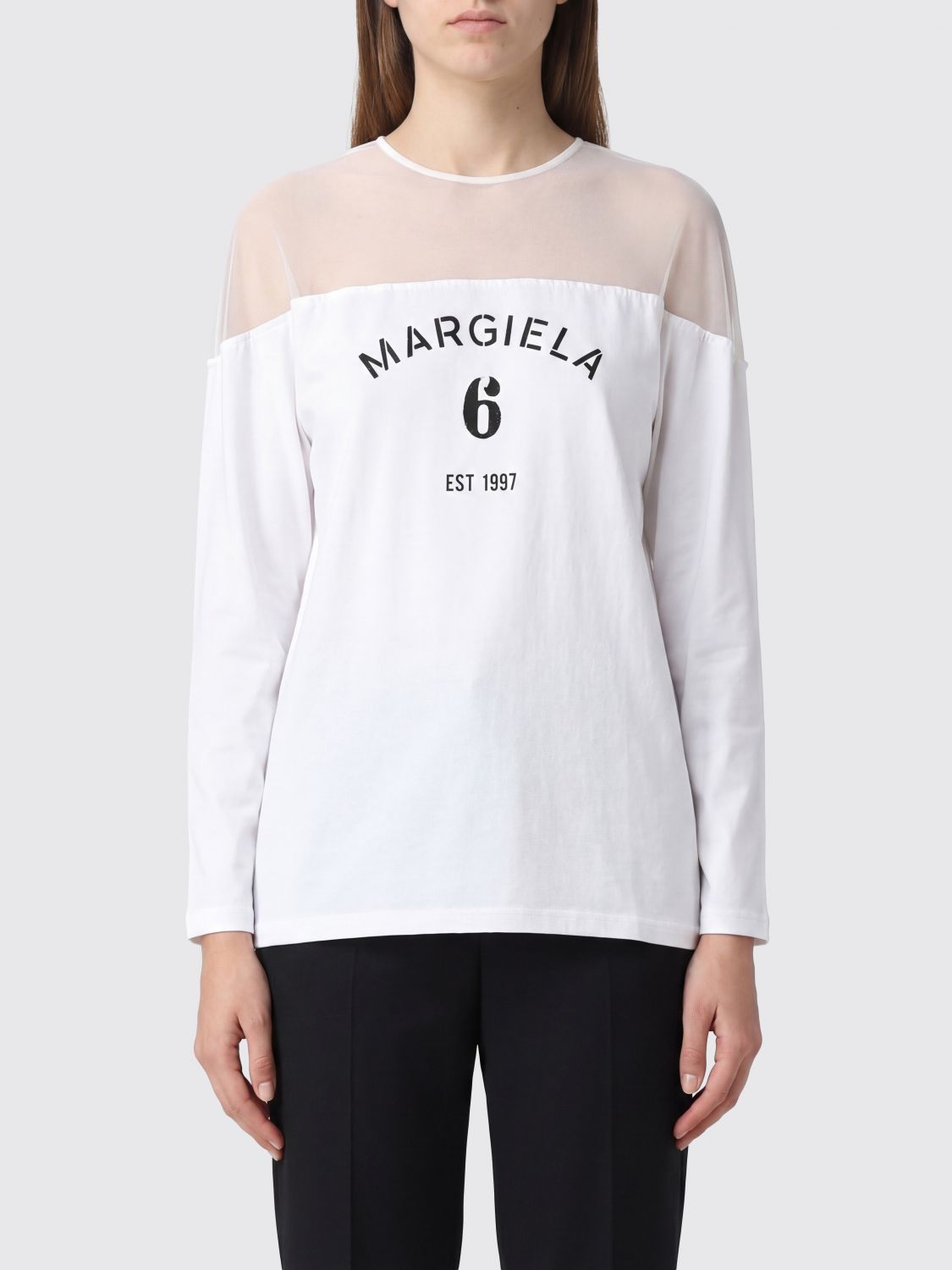 MM6 MAISON MARGIELA Cotton Jersey T-Shirts With Logo　MM6 MAISON MARGIELA ロゴ入りコットンジャージー T シャツ MM6