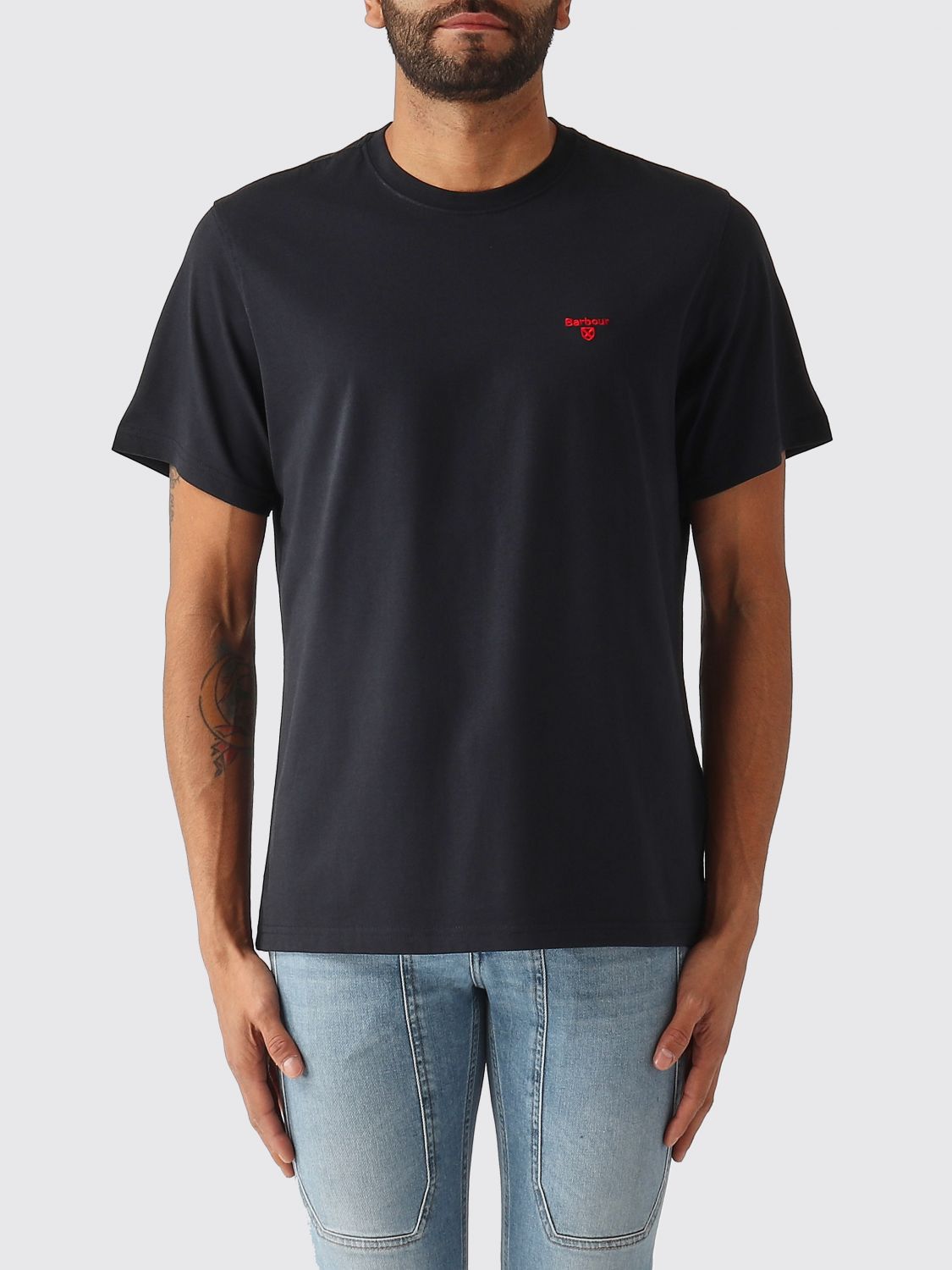 BARBOUR Cotton T-Shirt With Logo　BARBOUR ロゴ入りコットン T シャツ BARBOUR