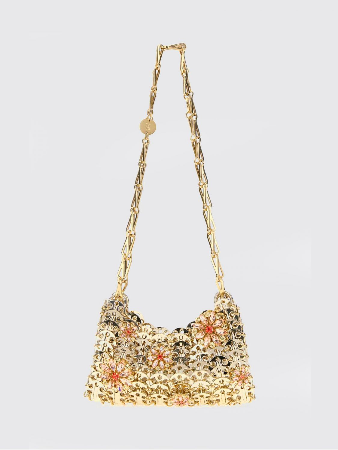 RABANNE Borsa 1969 Nano in metallo con strass