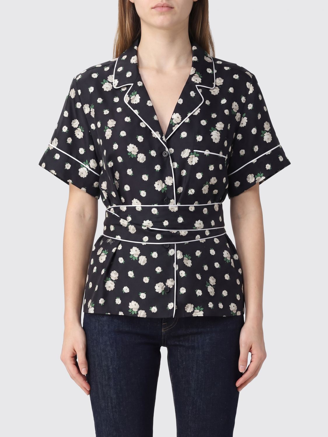 DOLCE & GABBANA Camicia in seta con stampa floreale