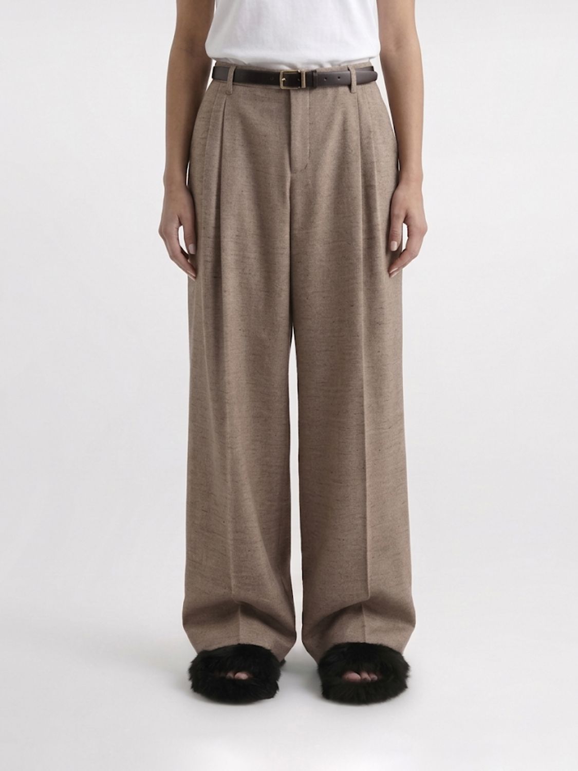 DOLCE & GABBANA Pantaloni ampi in viscosa e lino